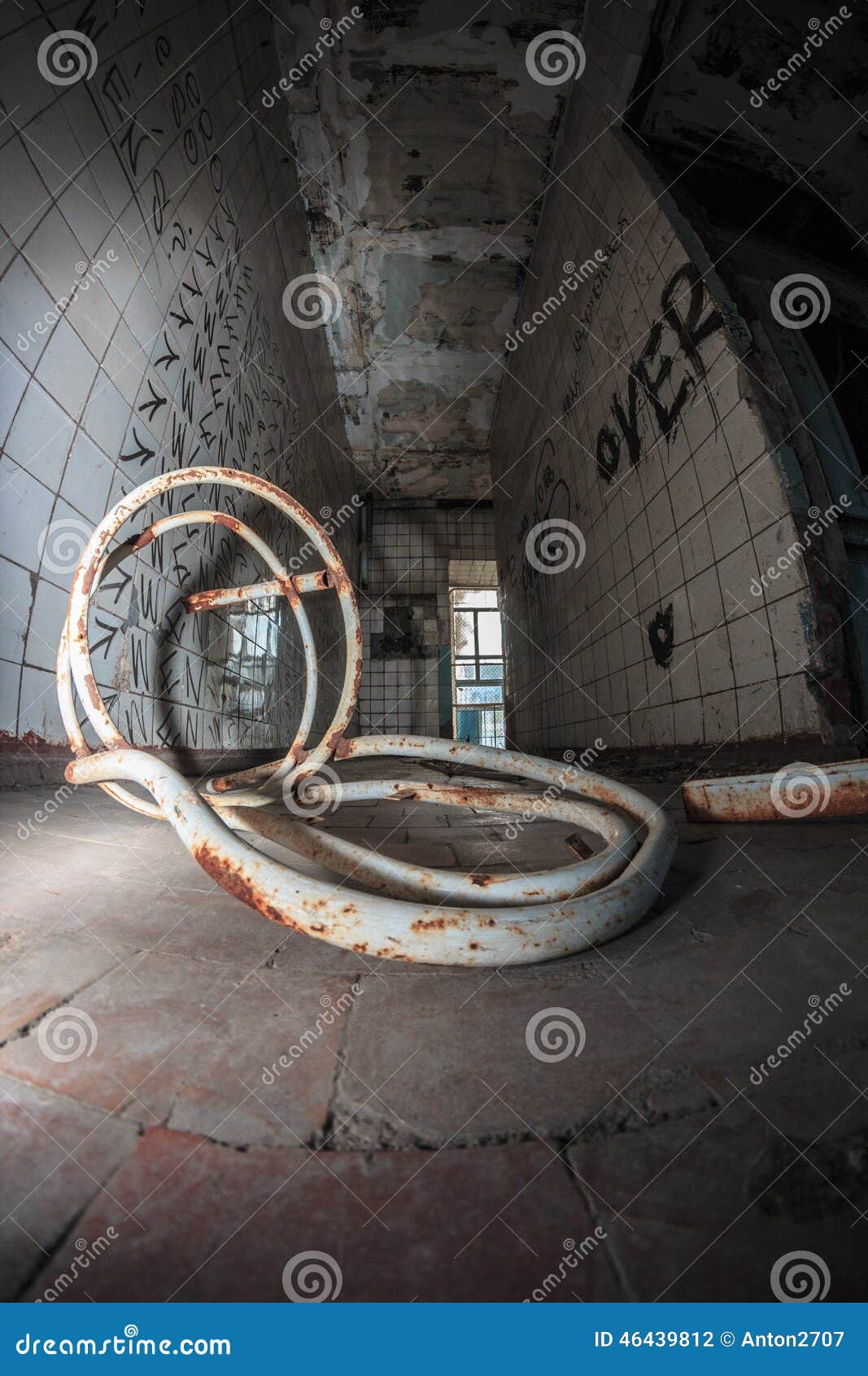 Abandoned room chair on the floor old building