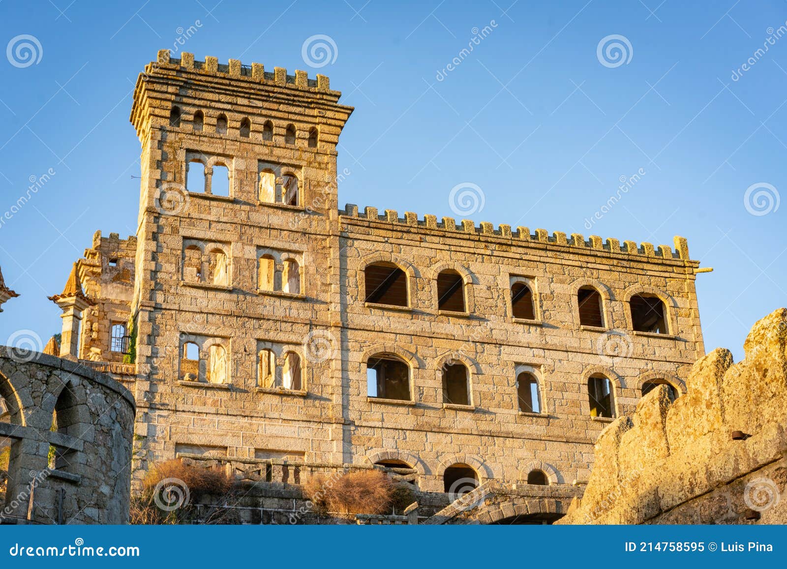 abandoned ruin building of termas radium hotel serra da pena in sortelha, portugal