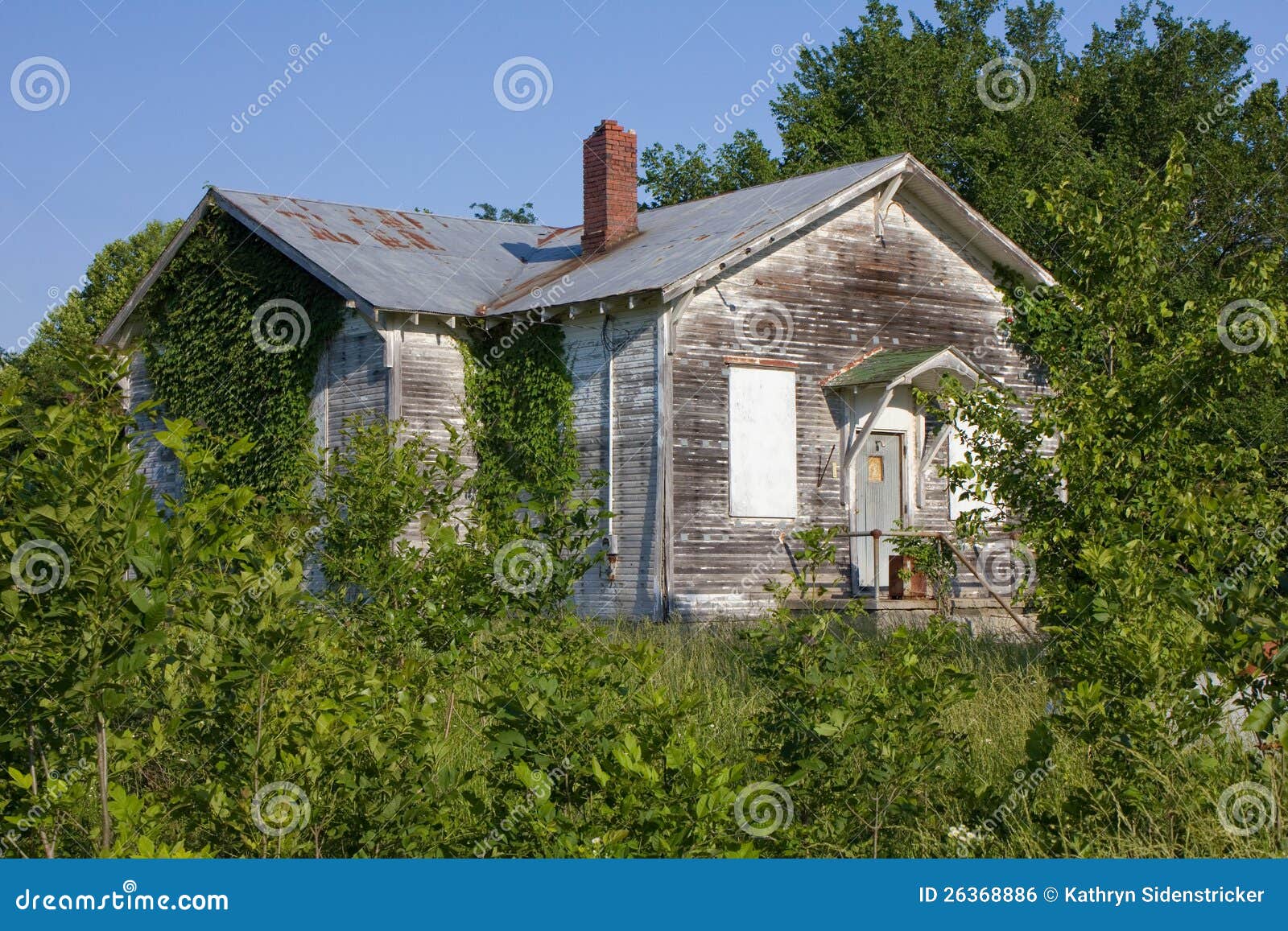abandoned rural one room schoolhouse