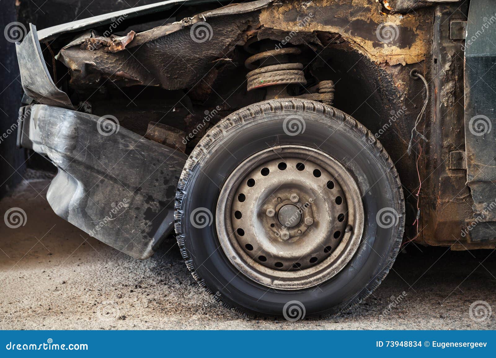 Abandoned Rusted Car, Old Wheel Stock Photo Image of metal, road