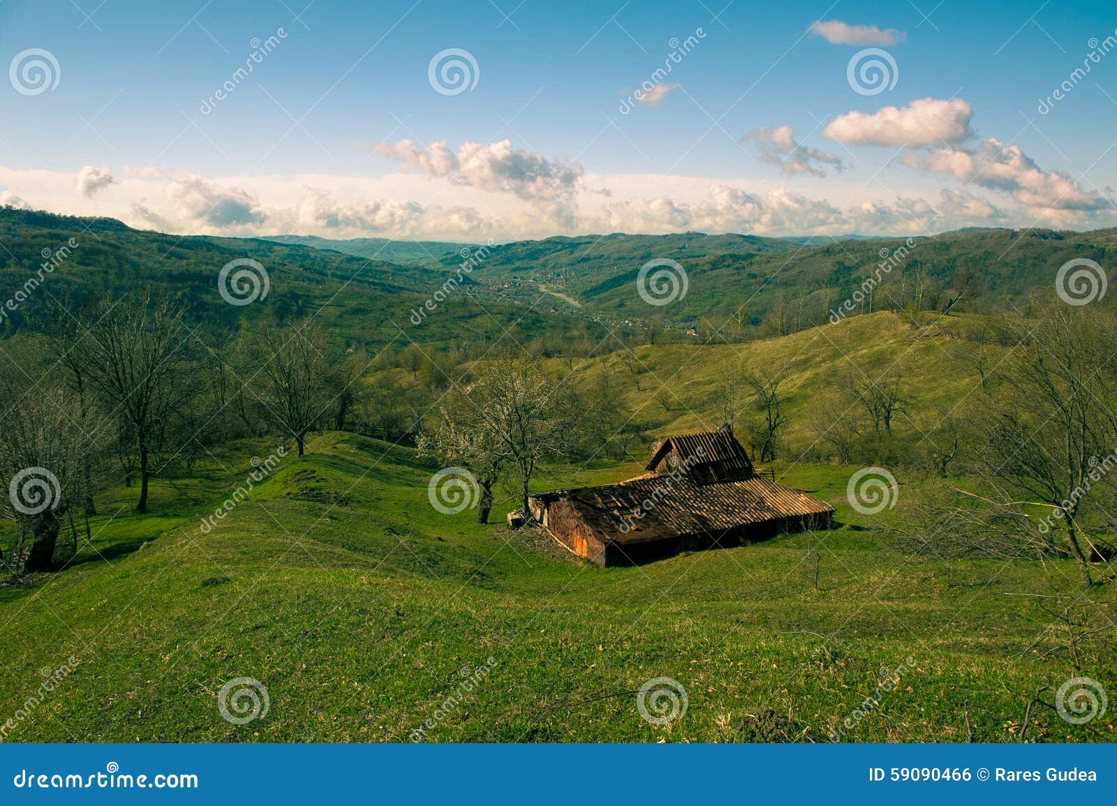 Abandoned Rustic Small Dairy Farm on the Hill Stock Photo Image of