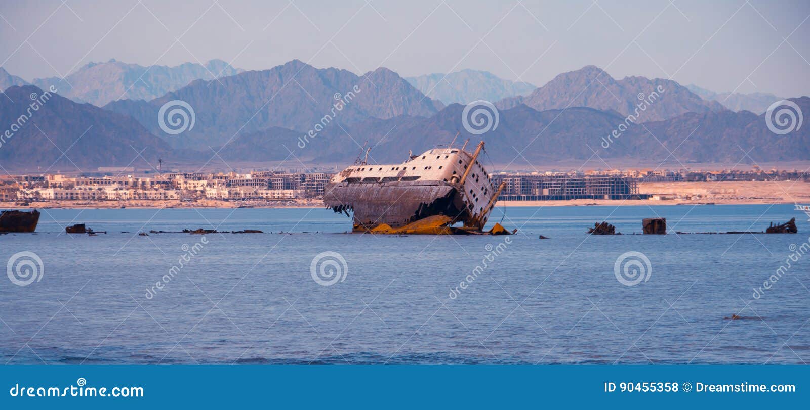 abandoned ship in the sea