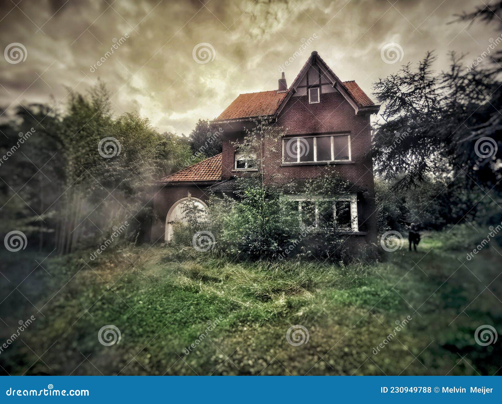Abandoned Spooky Ghost House Which is Haunted in Belgium Stock Photo