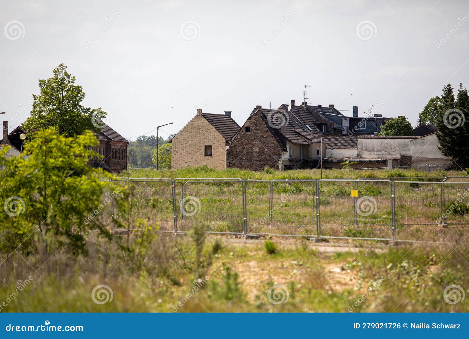 abandoned village of manheim near open pit hambach lignite mine