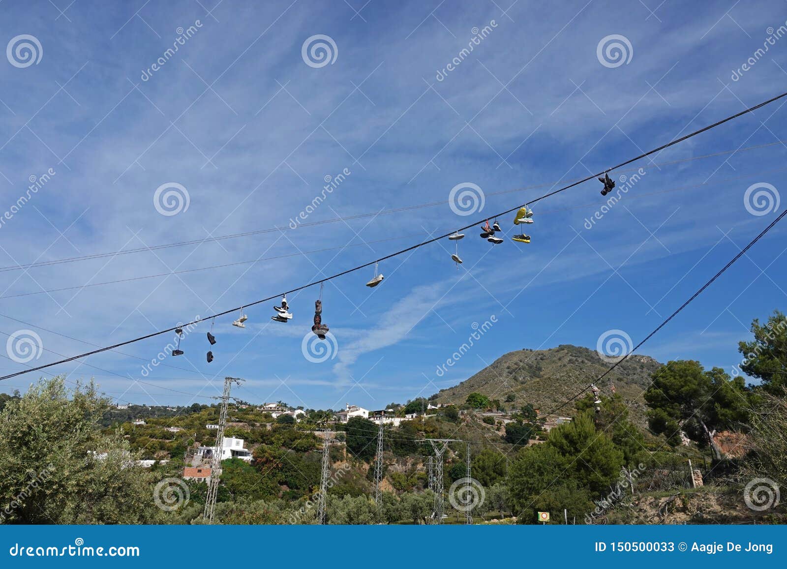 abandonned shoes at rio chillar walk in nerja in andalusia, spain