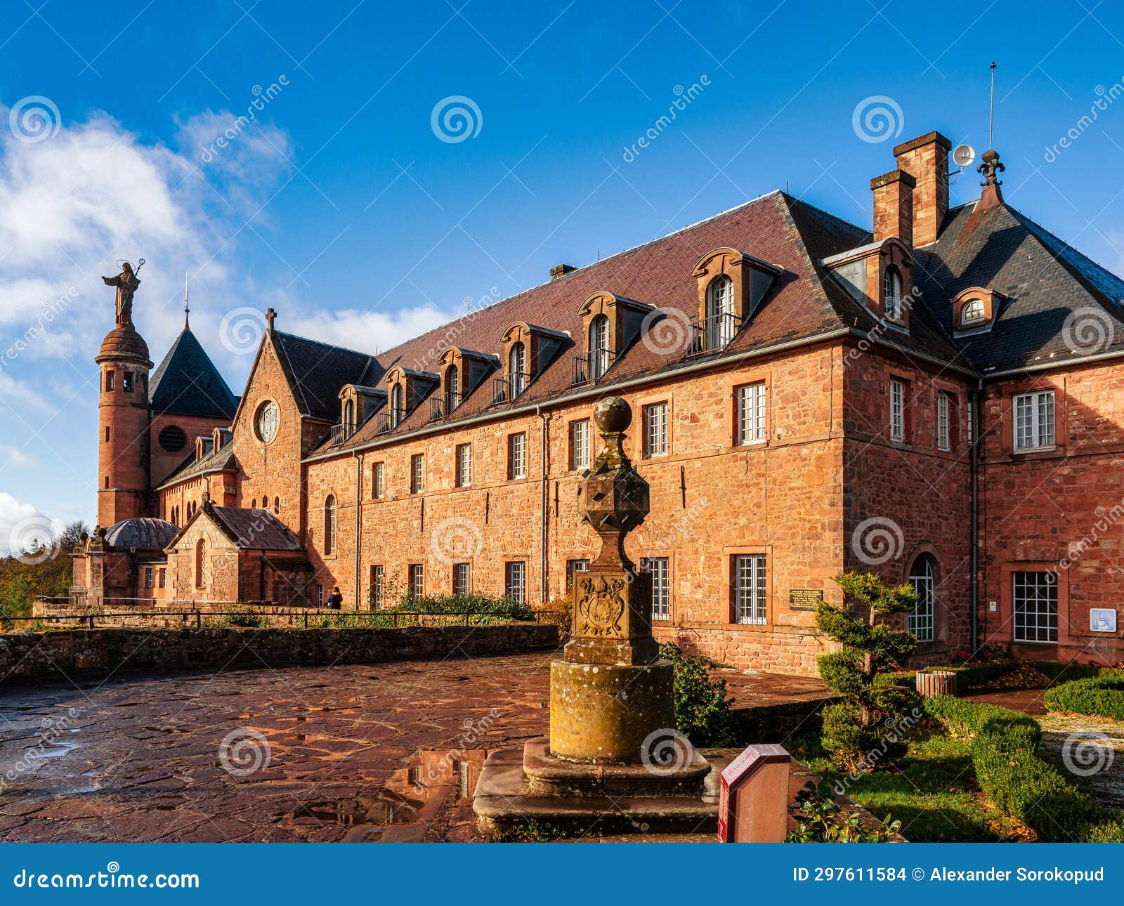 abbey of mont sainte odile on a mountain in alsace. a holy place for all faiths