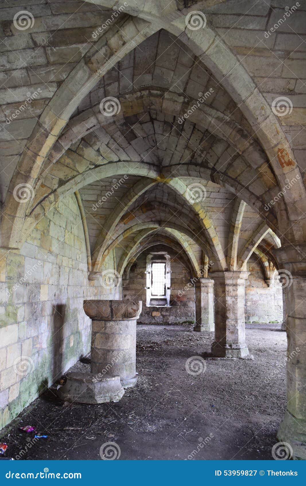 Abbey Undercroft With Rib Vaulted Ceiling Stock Image