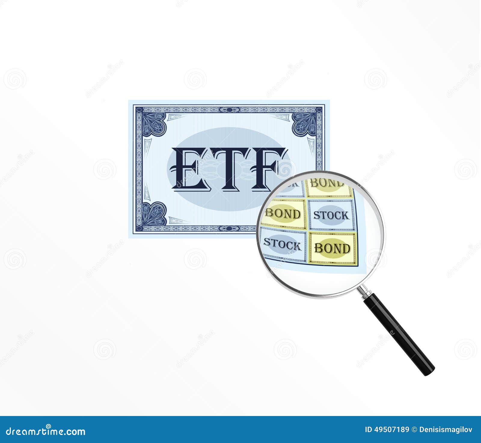Abbreviation ETF stock illustration. Illustration of bond 49507189