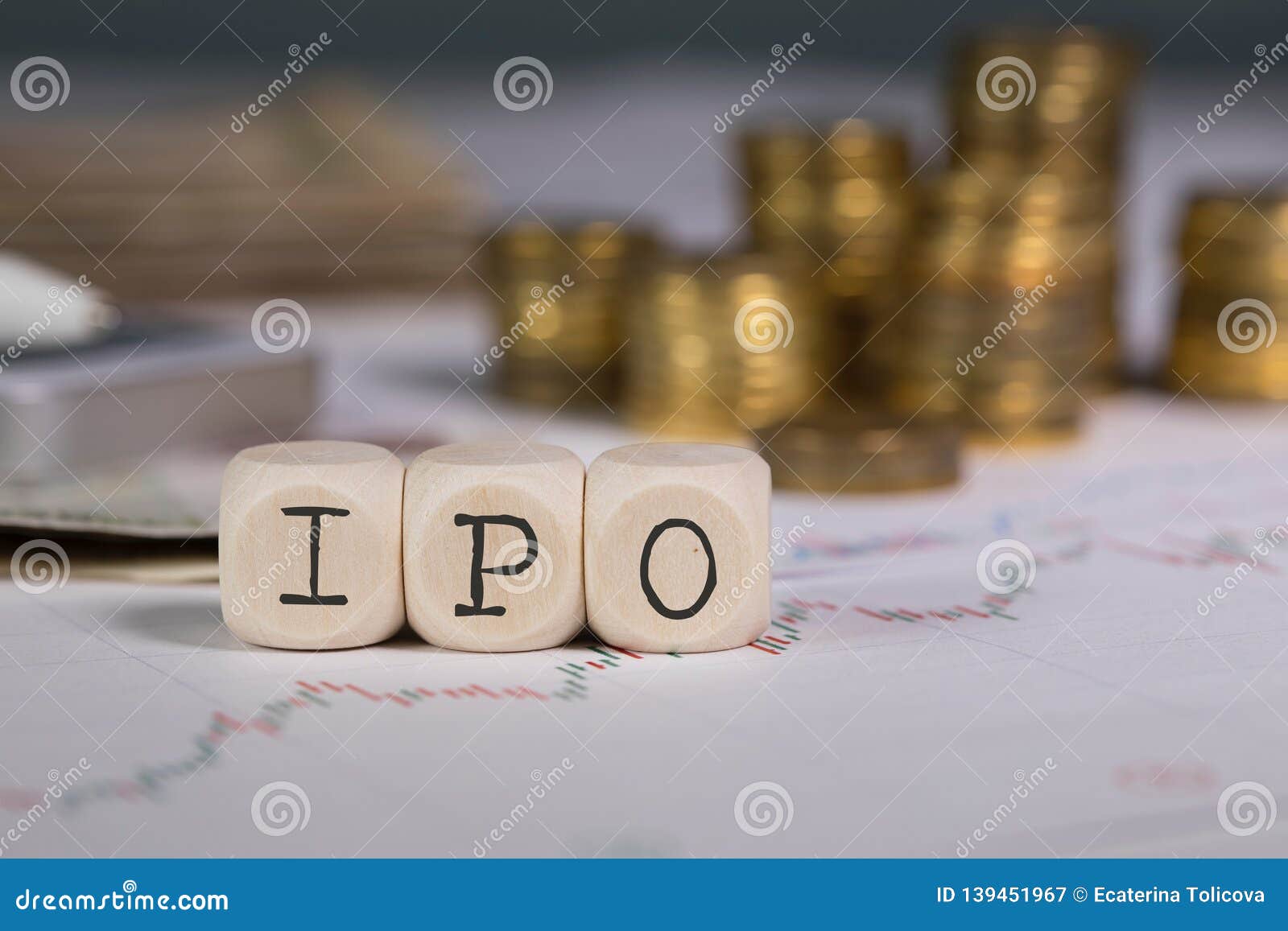 Abbreviation IPO Composed Of Wooden Letter. Stacks Of ...