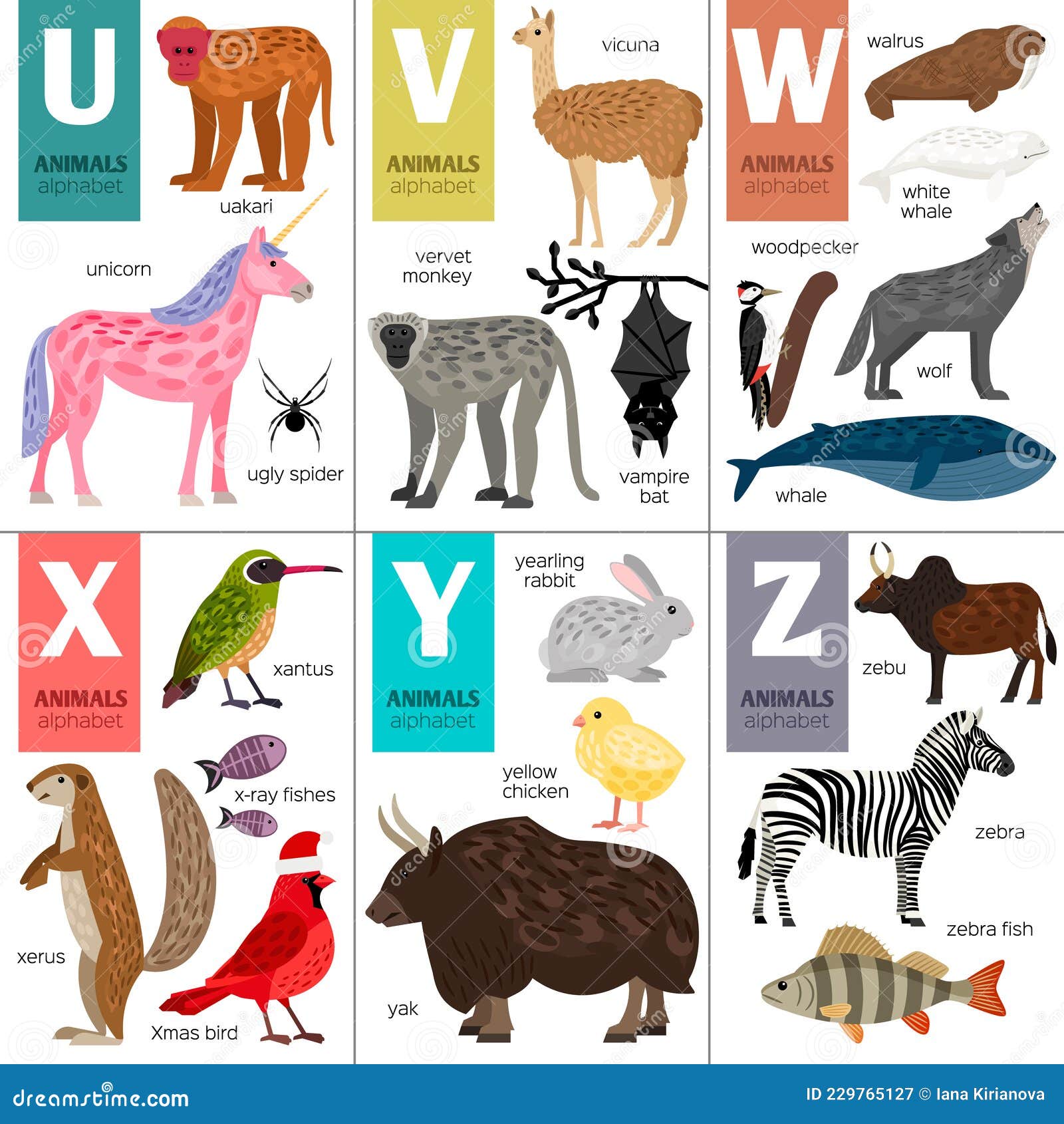 Abc Animals. Cute Vector Zoo Alphabet. Stock Vector - Illustration of book,  school: 229765127