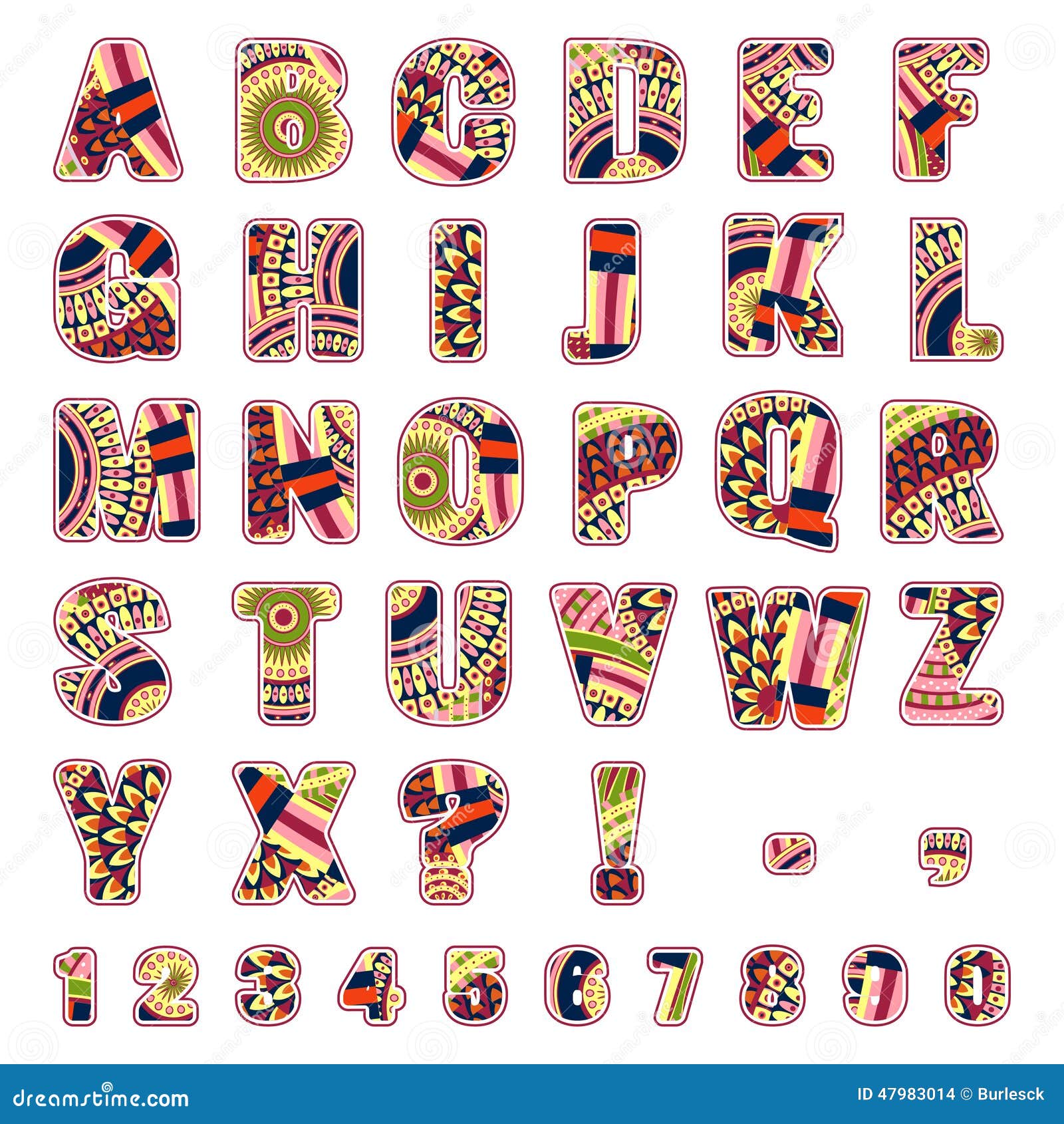 ABC-Buchstaben Mit Ethnischen Mustern Vektor Abbildung ...