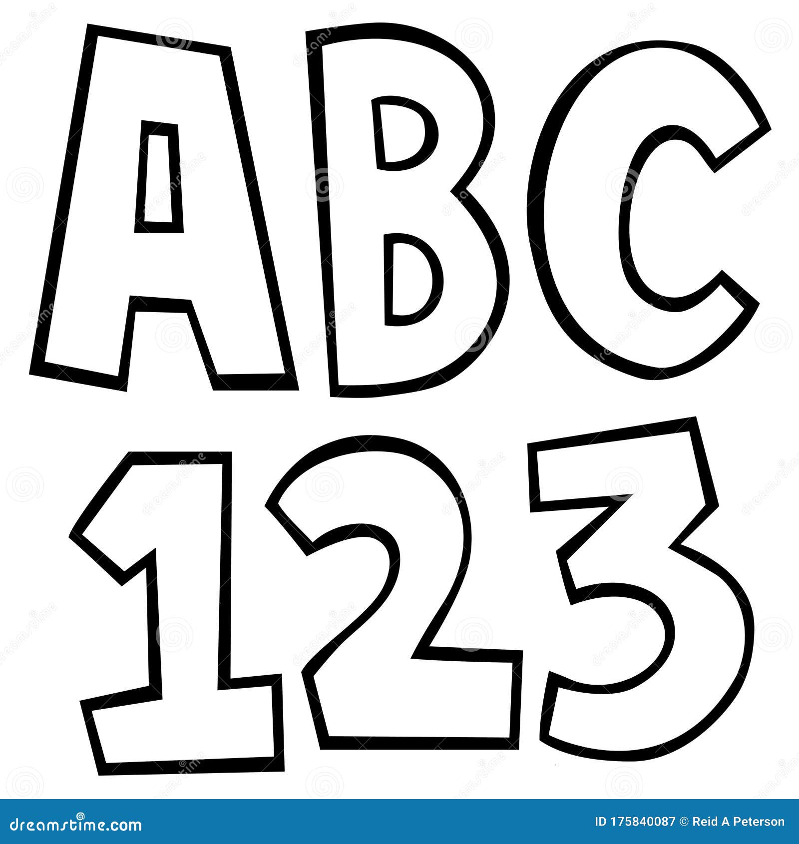 ABC 123 Letters Numbers Glyphs Stock Illustration - Illustration of