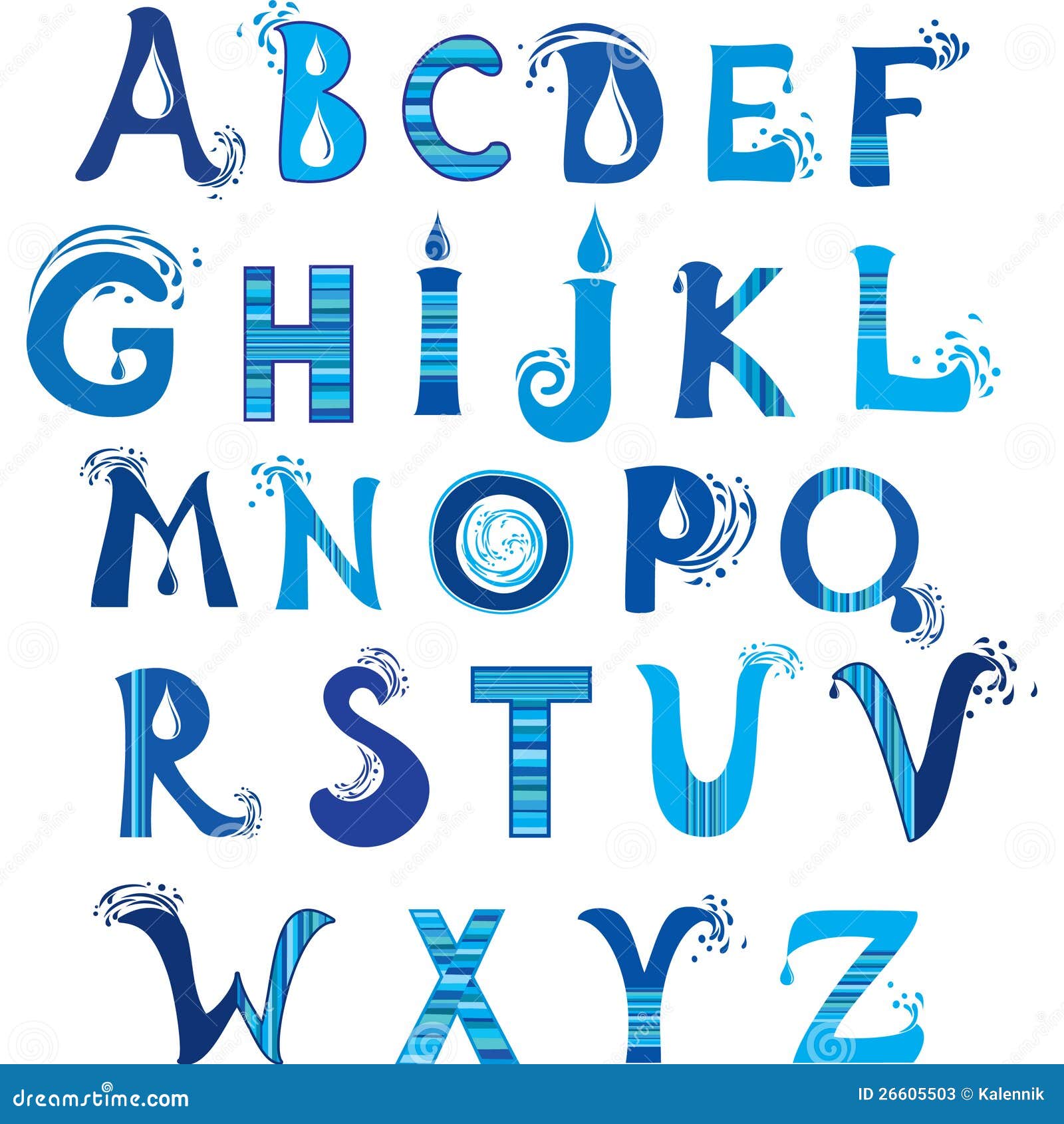 Abc Water Alphabet Vector Stock Vector Illustration Of Cute