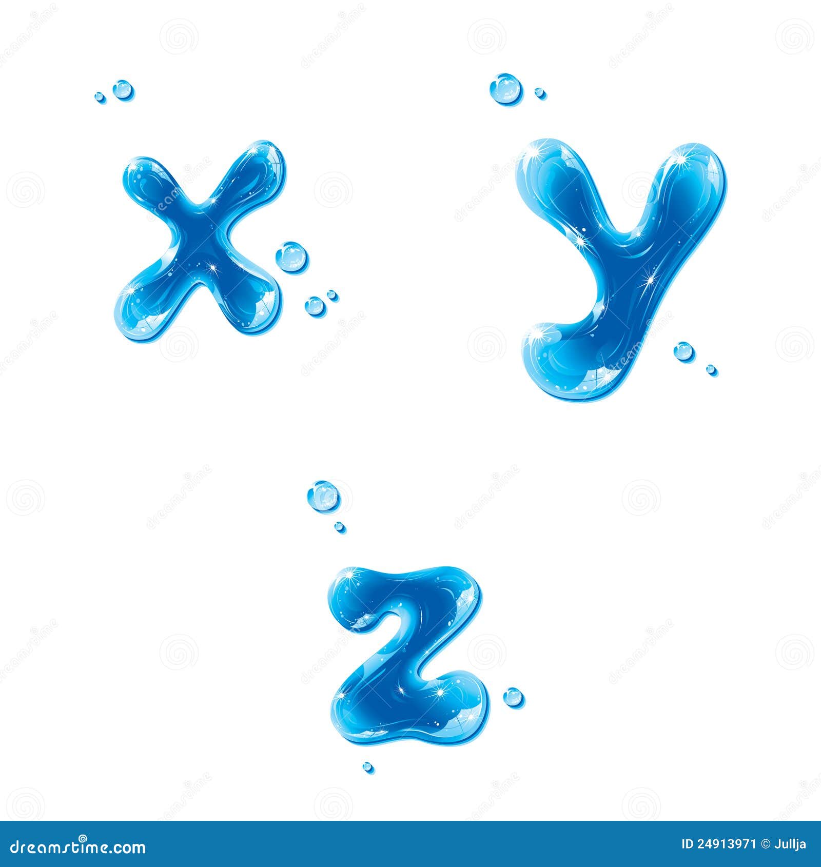 Abc Water Liquid Set Small Letter X Y Z Stock Image Image 24913971