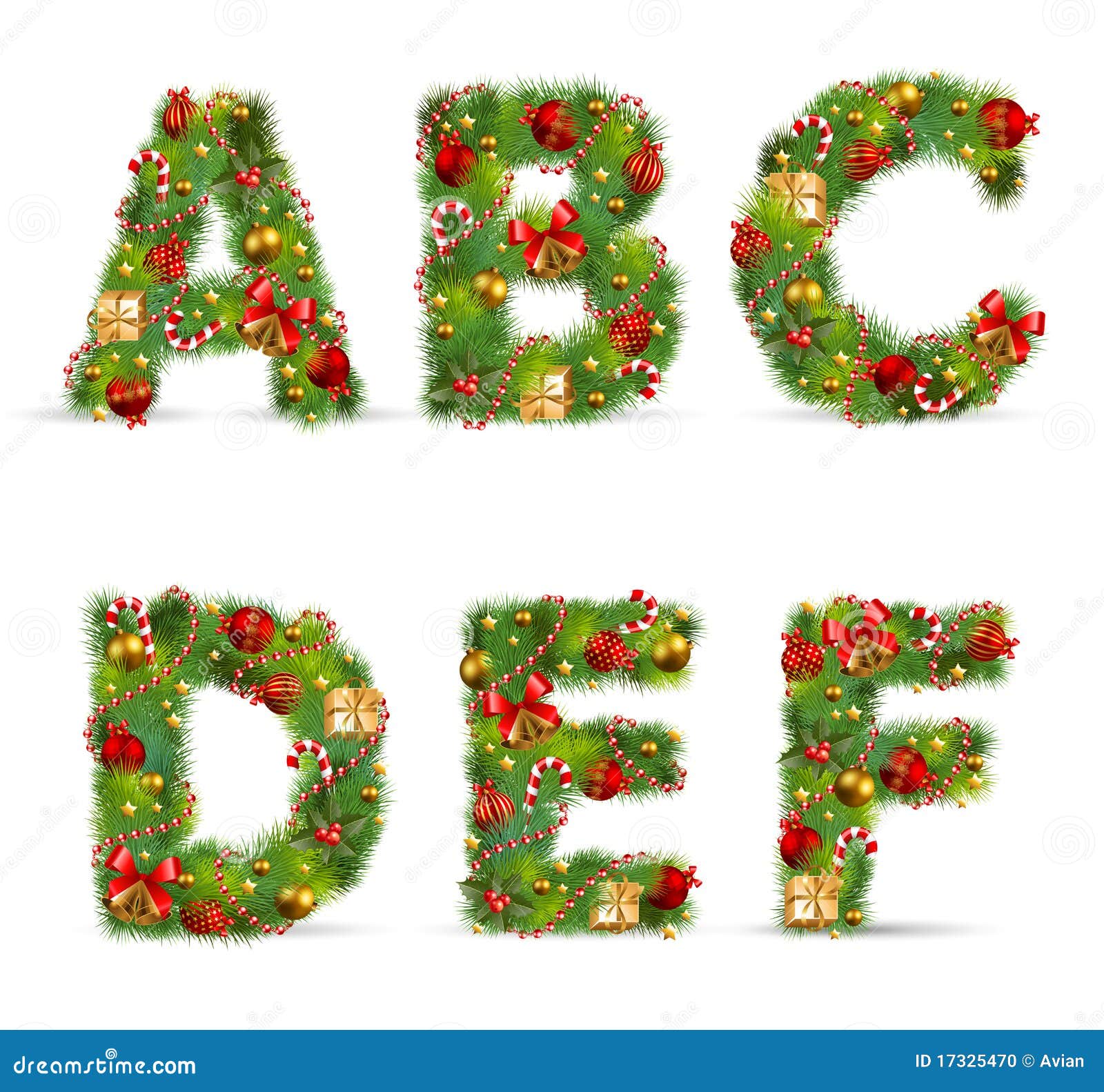 abcdef, christmas tree font