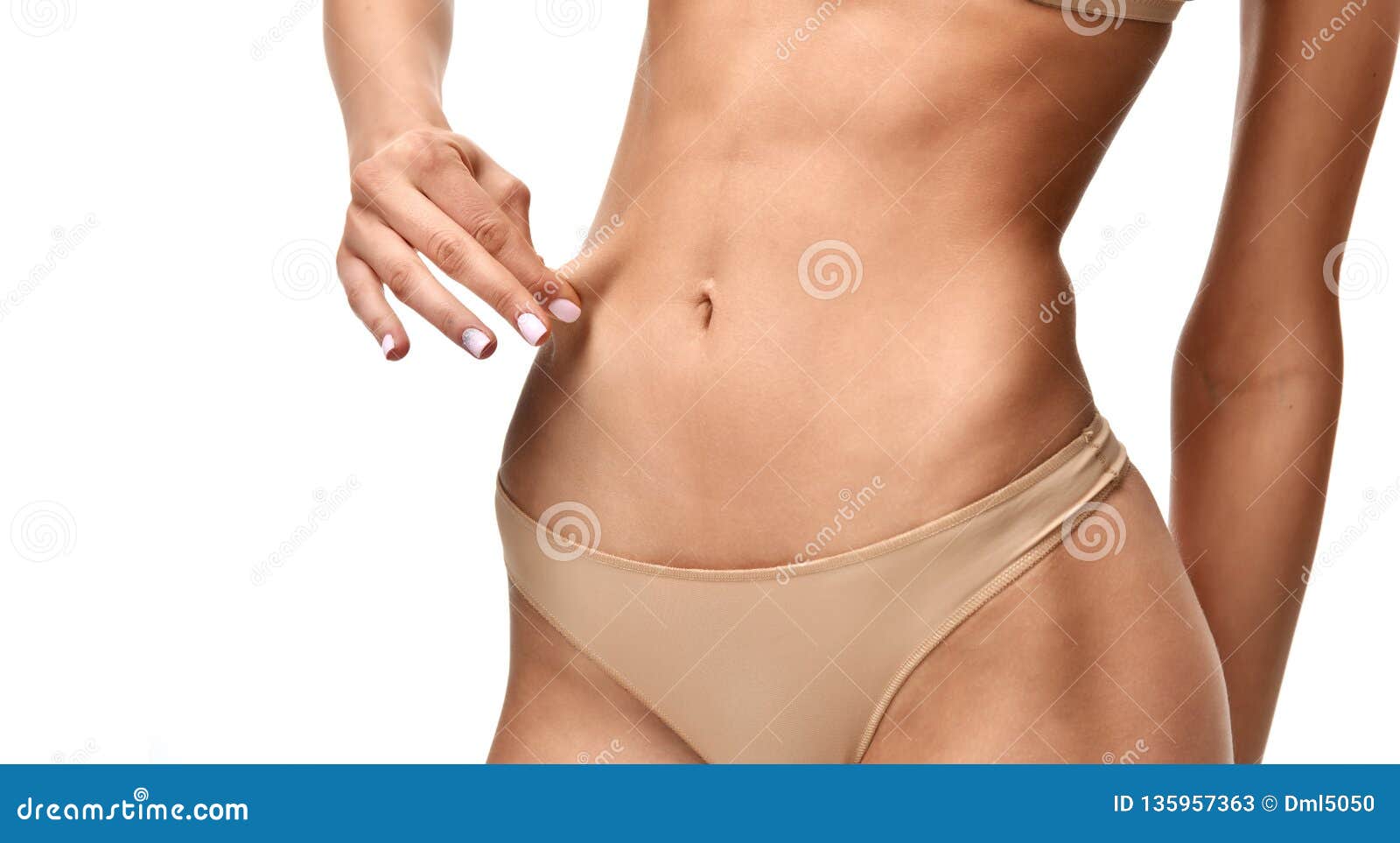 Abdomen Hermoso Del Cuerpo De La Mujer Sin Concepto Sano Gordo De La Pérdida De La Consumición Y De Peso Imagen de archivo