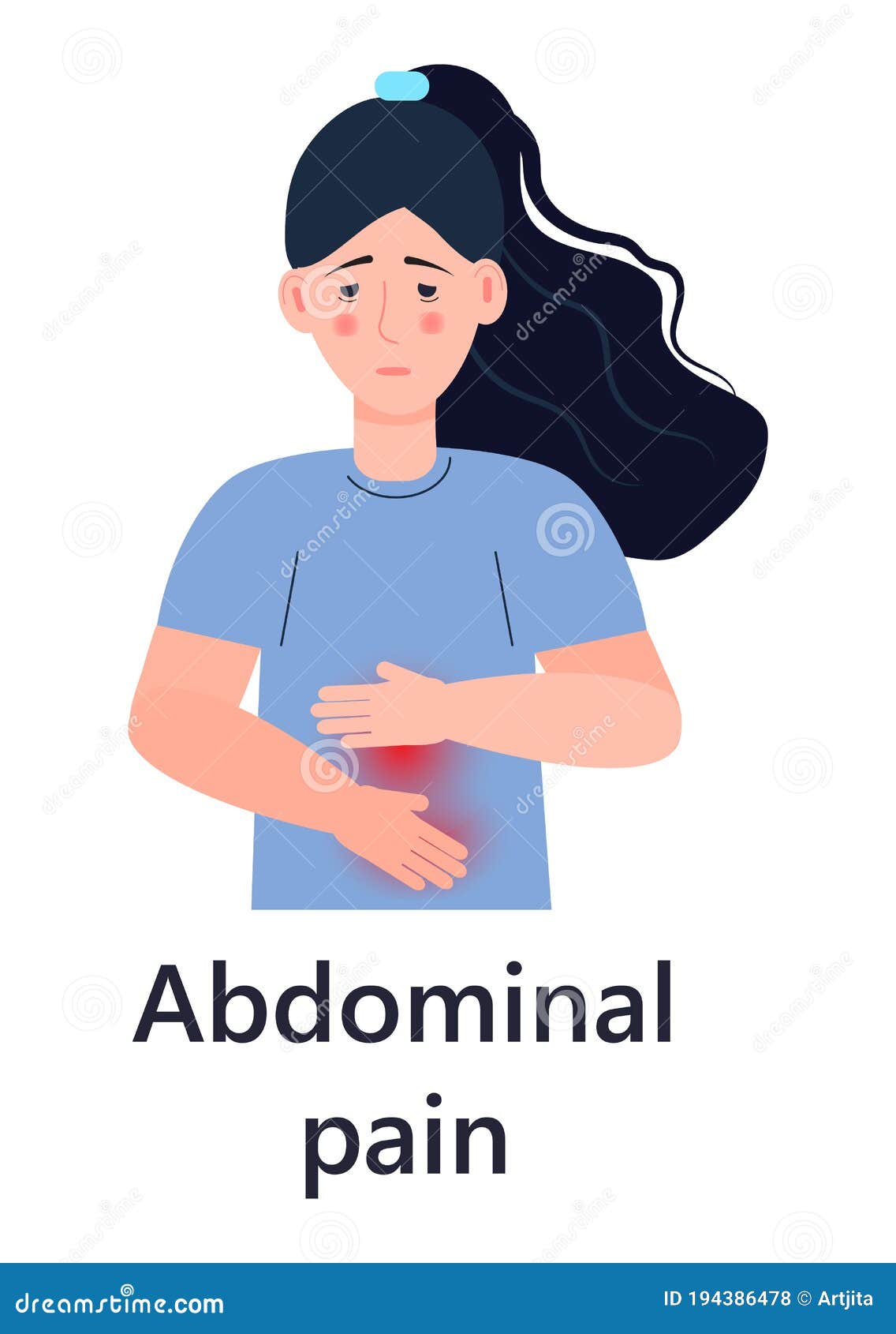 Abdominal Pain Icon Vector. Gastritis Symptoms Info-graphics in Flat ...