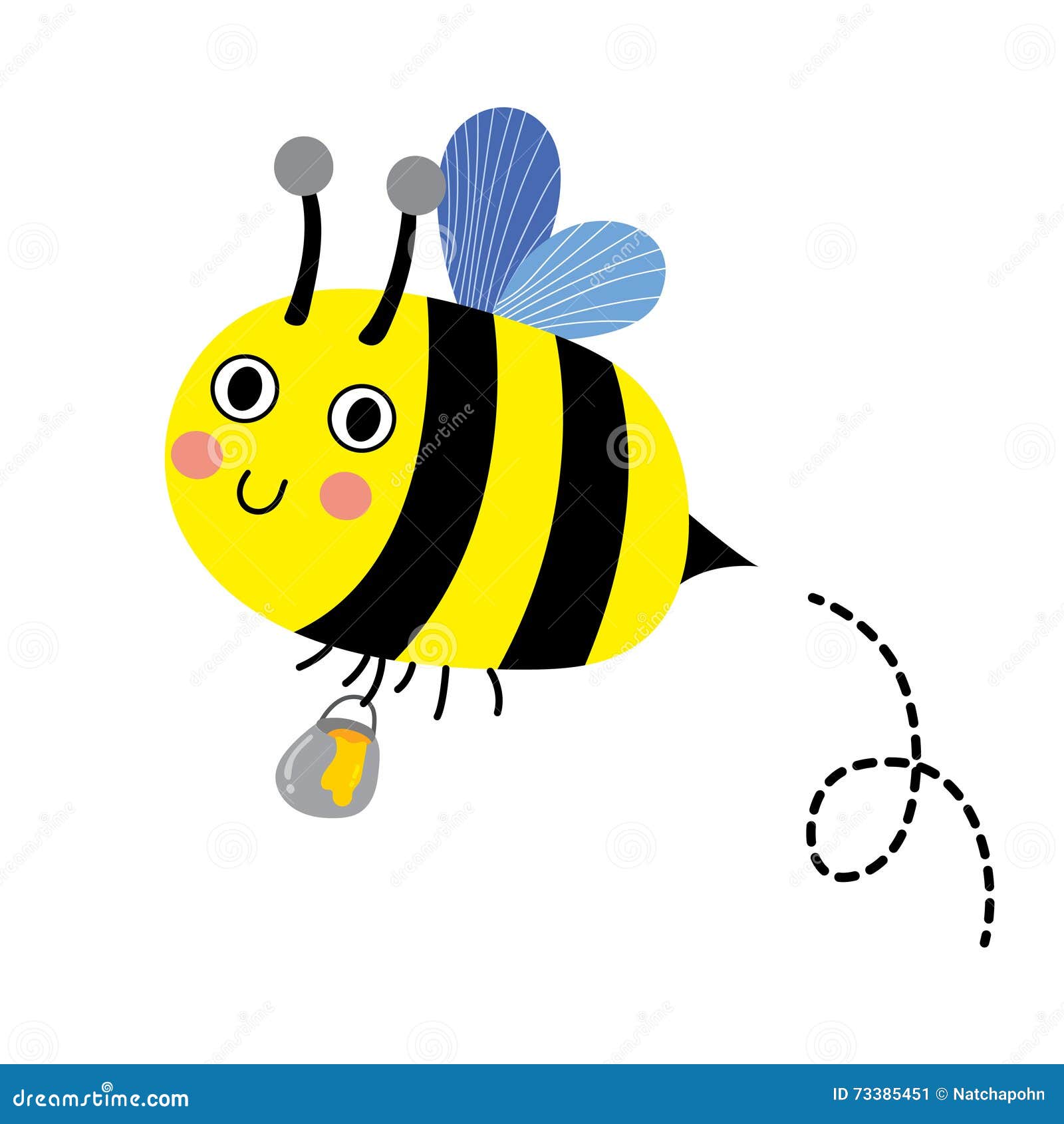 Abeja Feliz Que Vuela Alrededor Con Un Tarro Lleno Hasta El Borde De  Personaje De Dibujos Animados Delicioso De La Miel Ilustración del Vector -  Ilustración de aislado, alrededor: 73385451