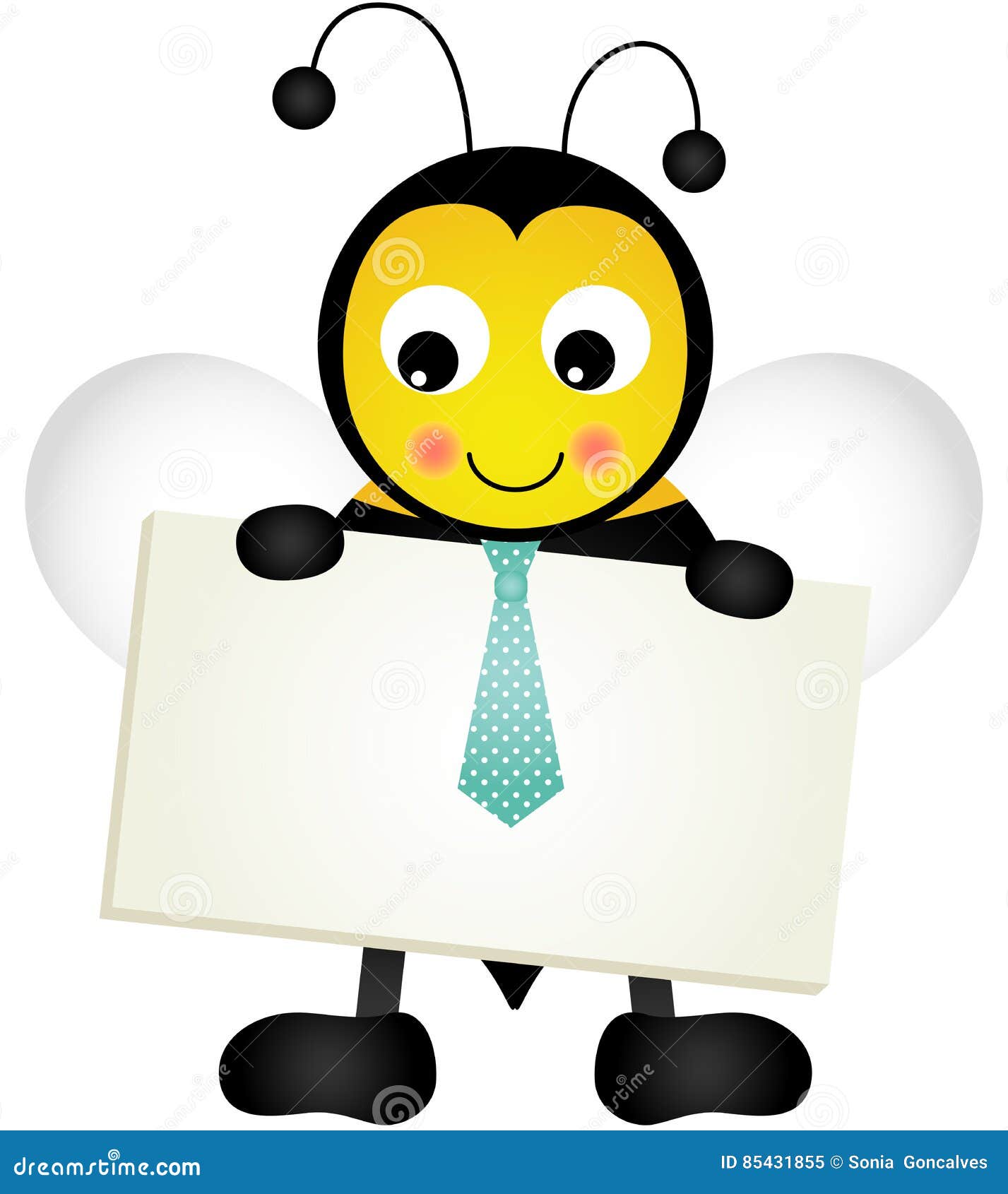 Abeja Que Sostiene El Letrero En Blanco Ilustración del Vector