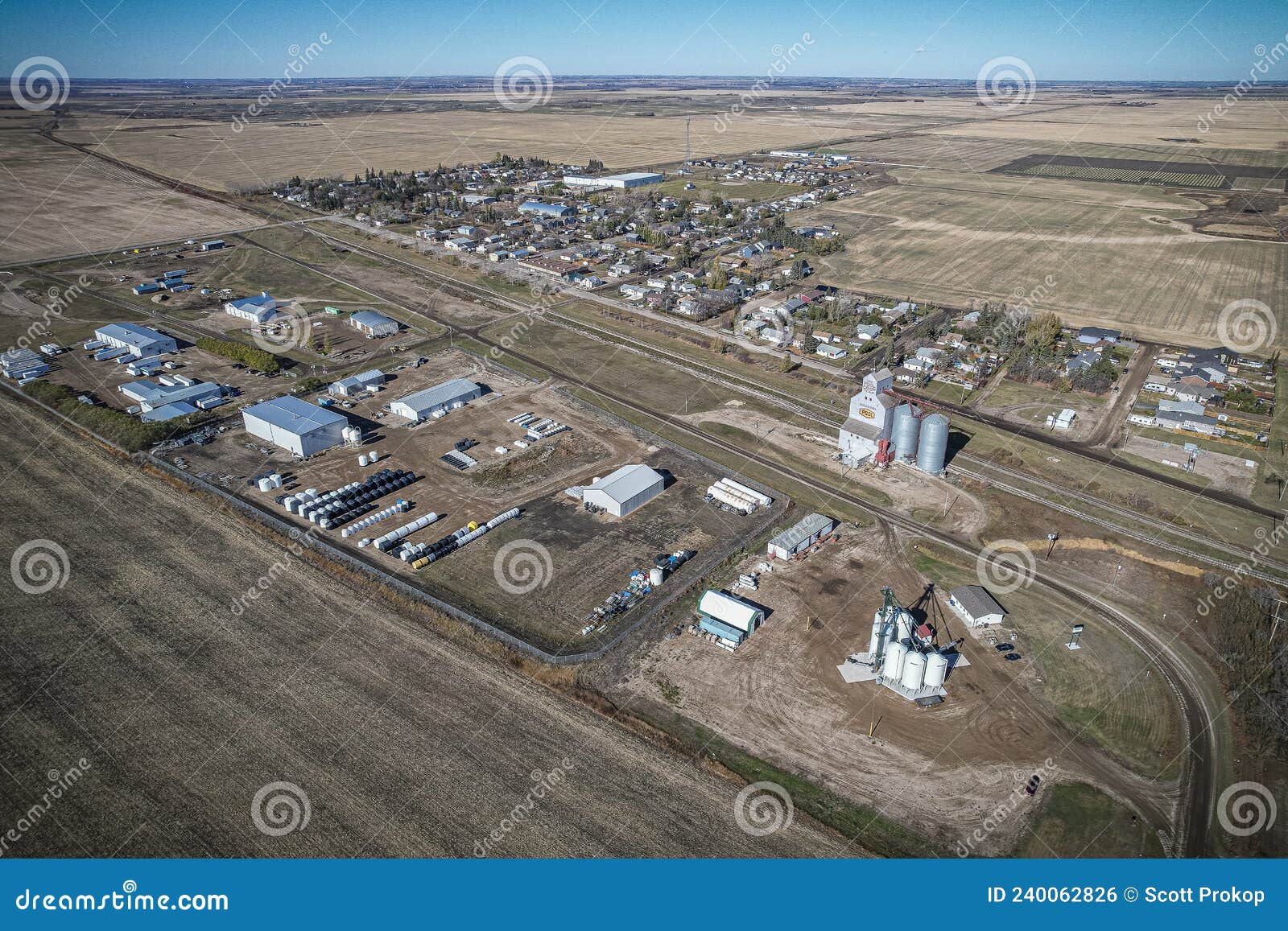 Aberdeen Aerial Including the Local Grain Elevator Stock Photo Image