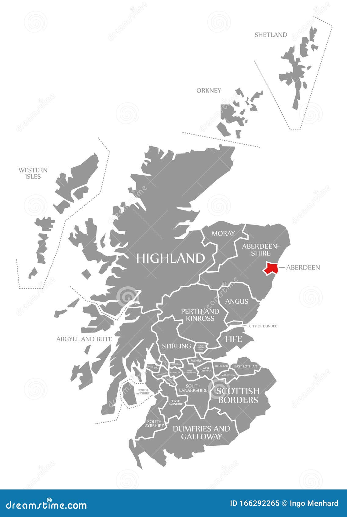 Aberdeen Red Highlighted in Map of Scotland UK Stock Illustration Illustration of flats
