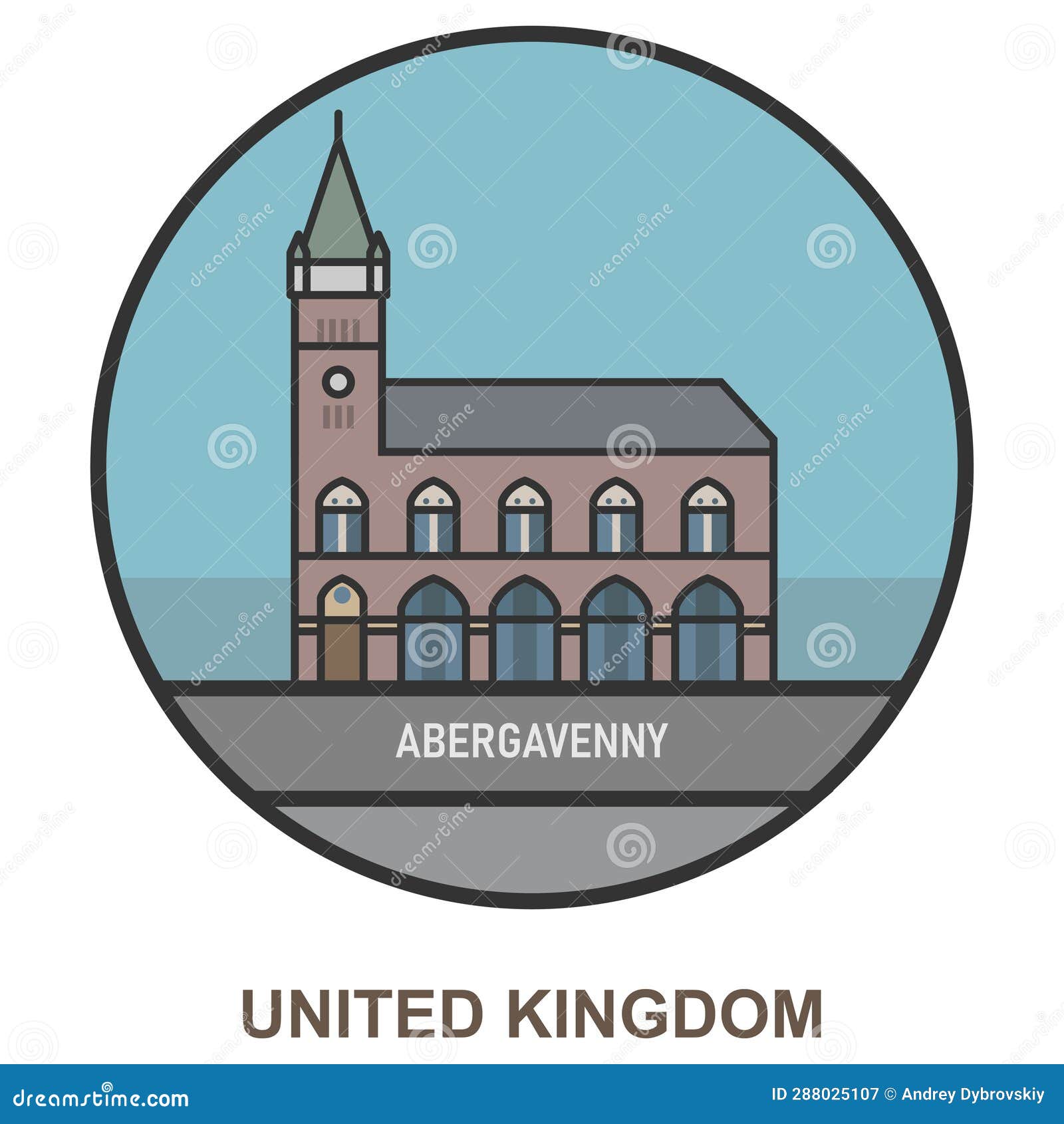 Abergavenny. Cities and Towns in United Kingdom Stock Illustration ...
