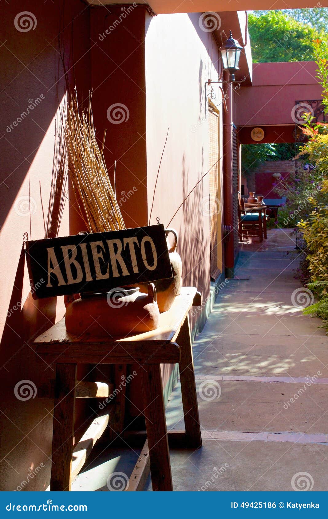 abierto or open sign on shop in san antonio de areco, argentina