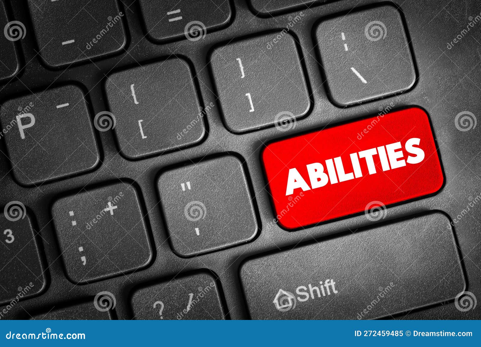 abilities text button on keyboard, concept background