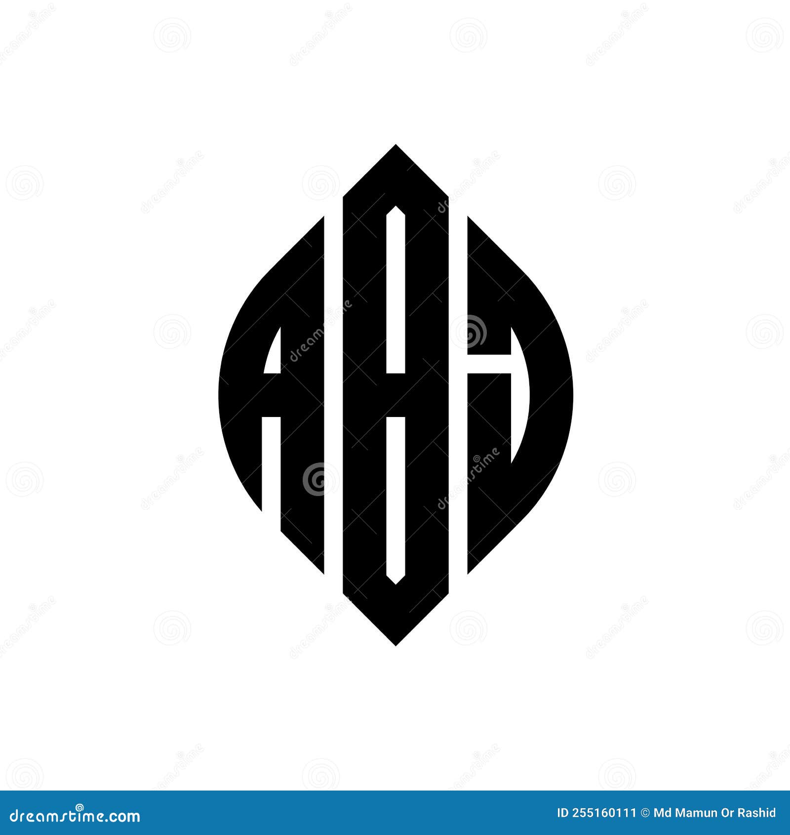 abj circle letter logo  with circle and ellipse . abj ellipse letters with typographic style. the three initials form a