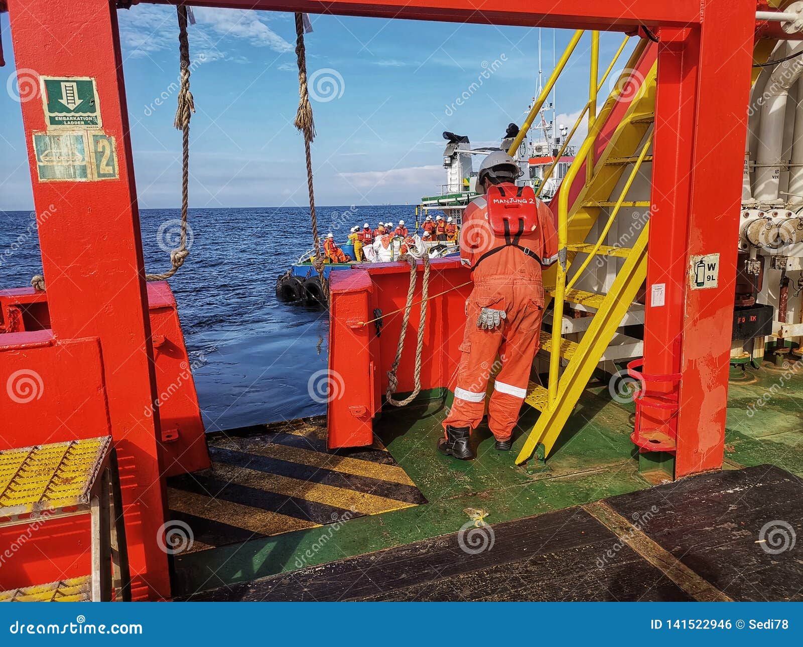 Ship Crew Waiting For Offshore Platform Personal Editorial Image ship-crew-waiting-for-offshore-platform-personal-editorial-image