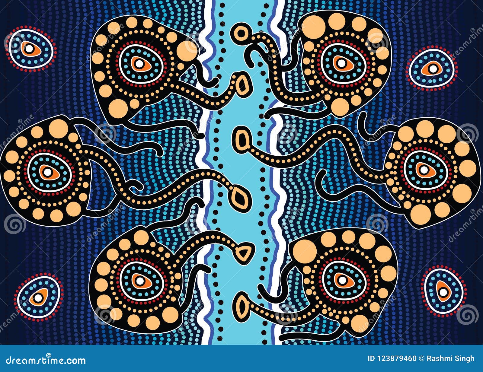 aboriginal art  background depicting jellyfish