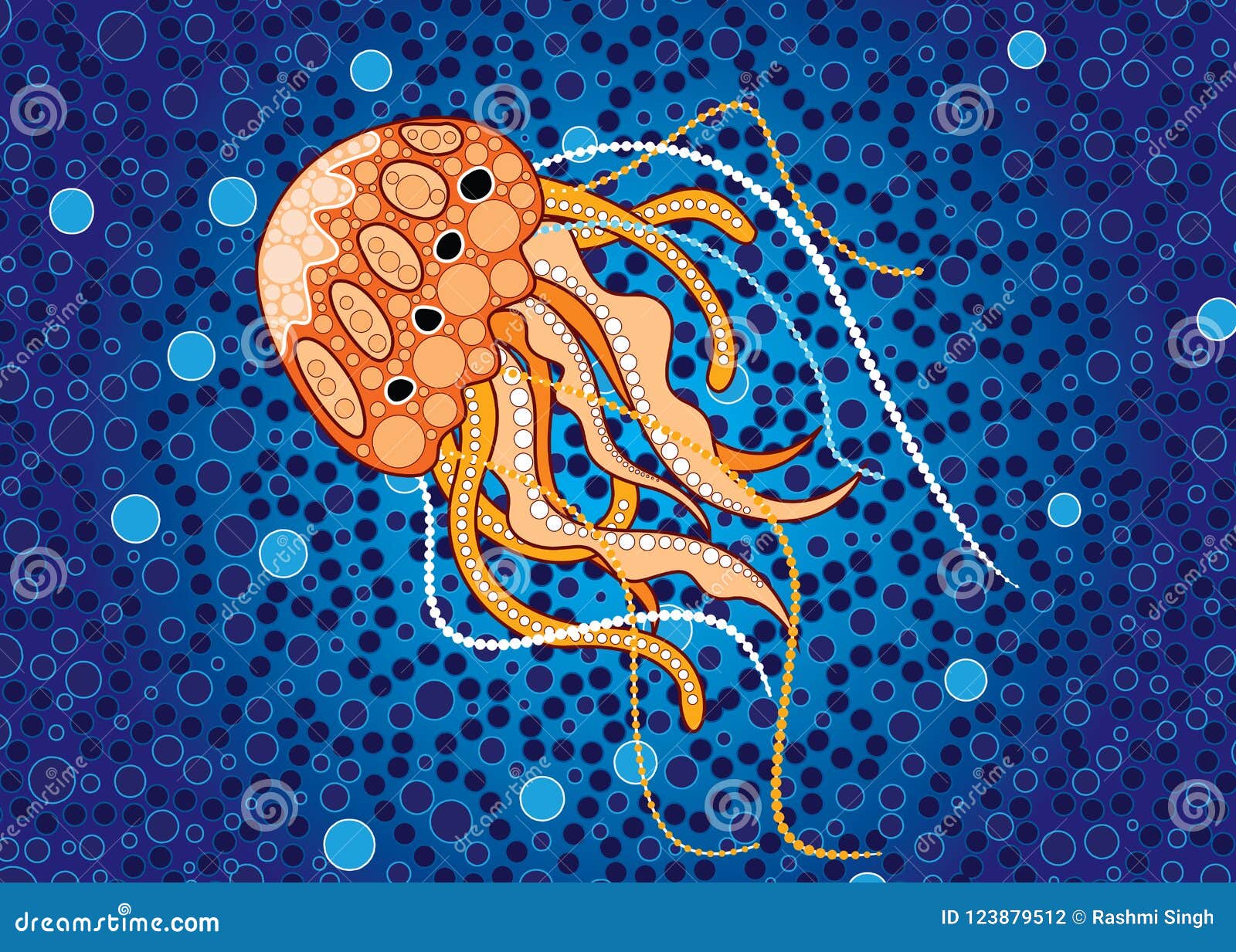 aboriginal art  background depicting jellyfish.