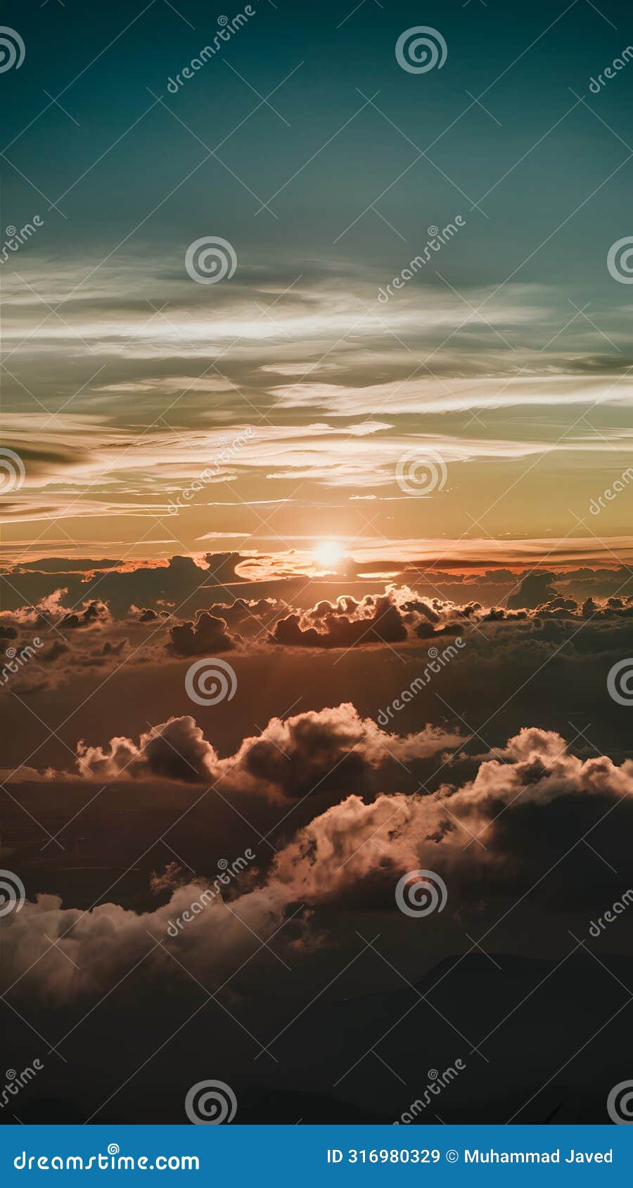 above the clouds sun illuminates the beauty of the sky