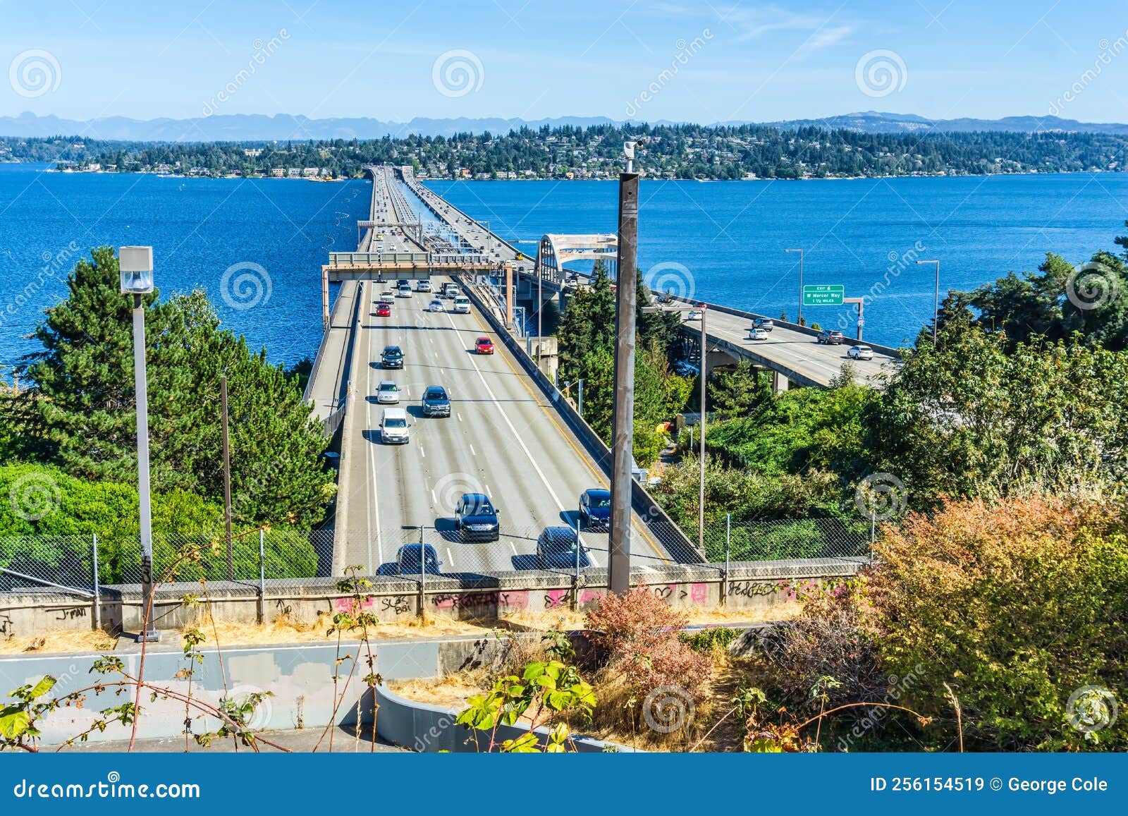 Above Seattle Bridges 6 stock image. Image of highway 256154519