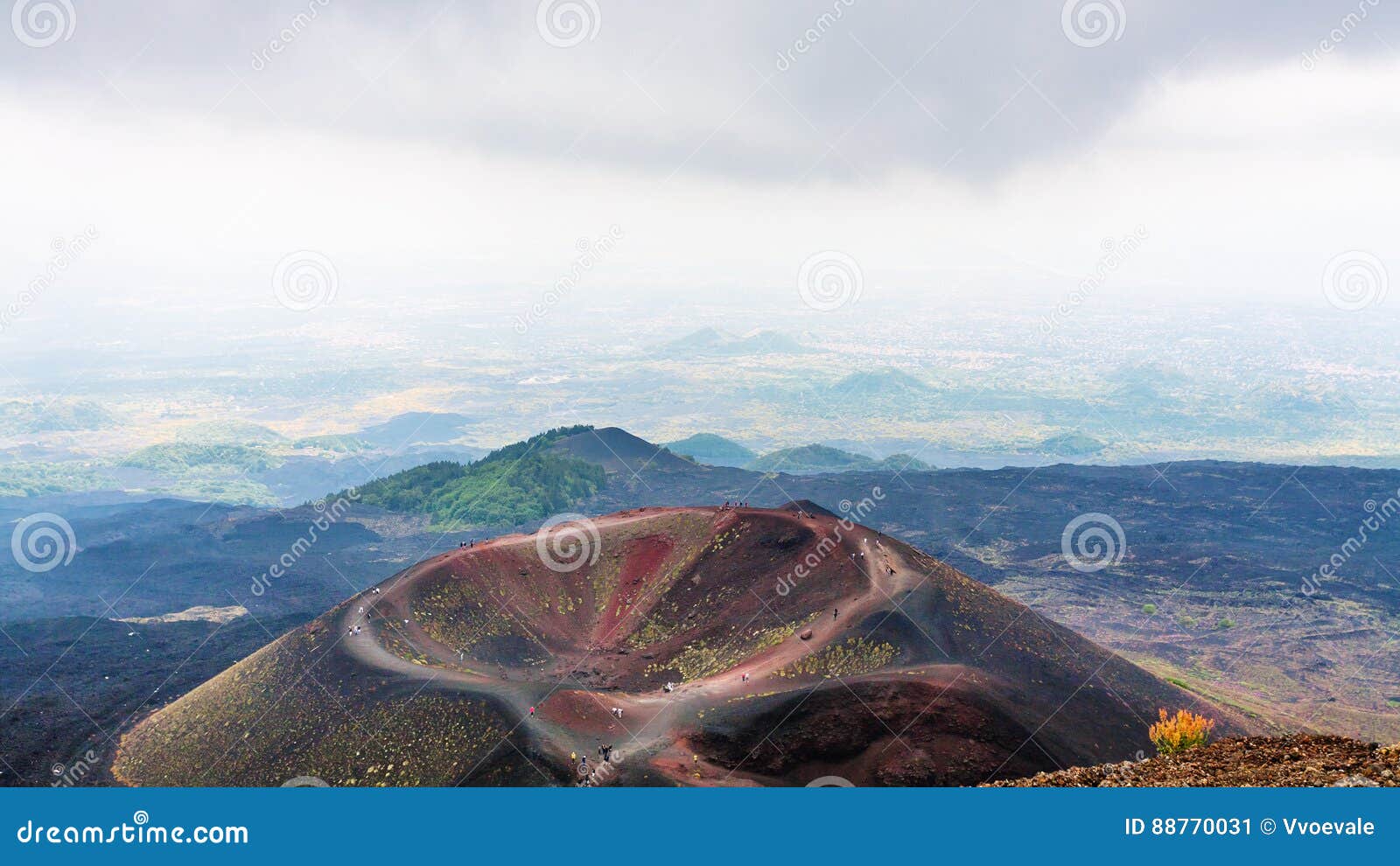 above view of monti silvestri of mount etna