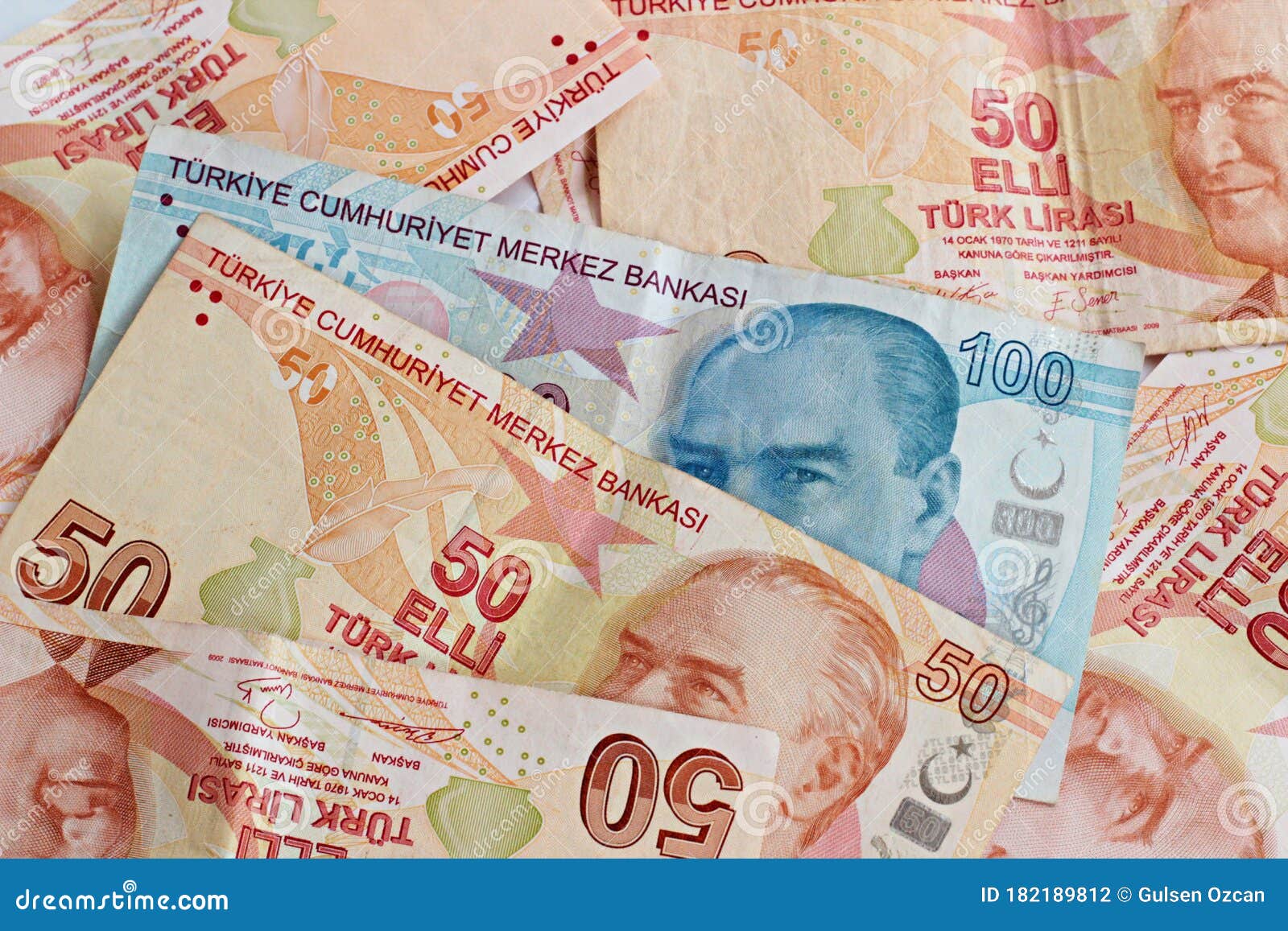 One Hundred Turkish Banknote in the Fifty Hundred Liras,background ...