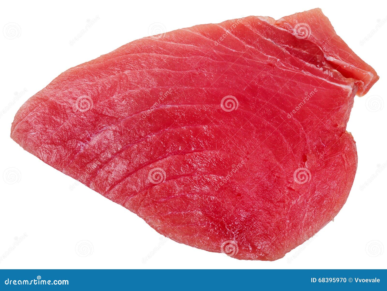 Above View of Piece of Raw Tuna Fish Meat Isolated Stock Photo Image