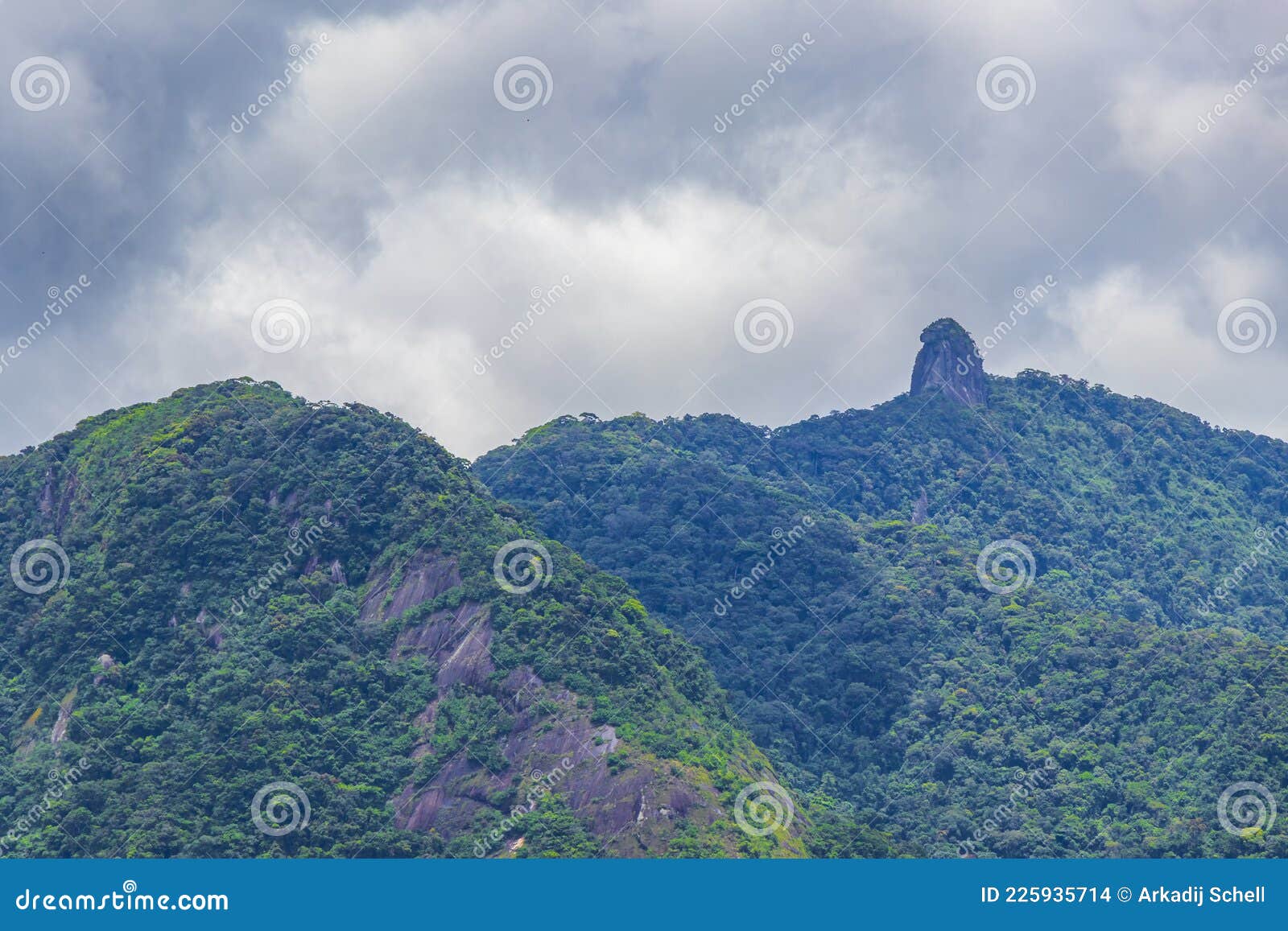 abraao mountain pico do papagaio with clouds ilha grande brazil