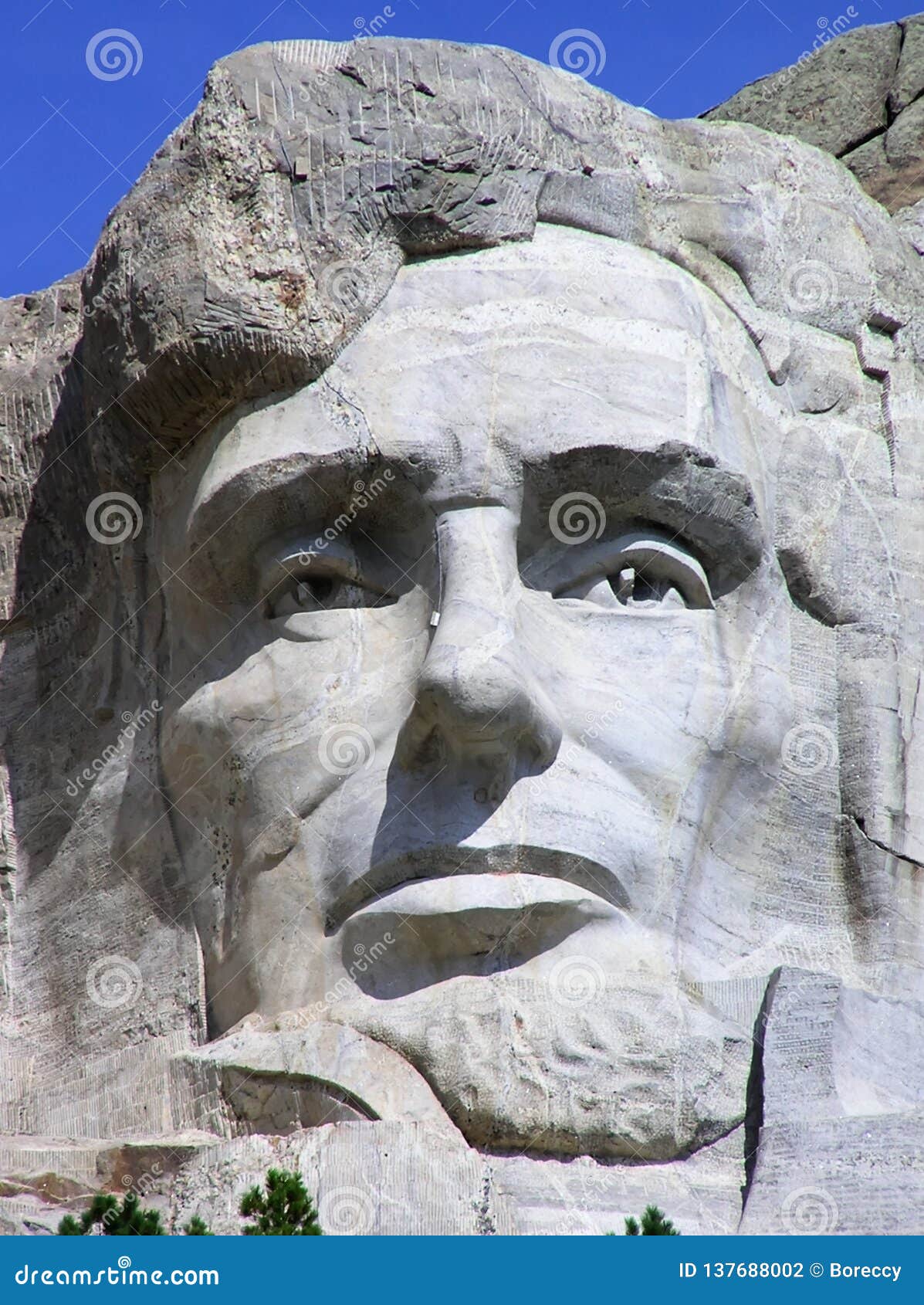 Abraham Lincoln Face At Mount Rushmore, South Dakota, USA Stock Photo - Image Of Landmark