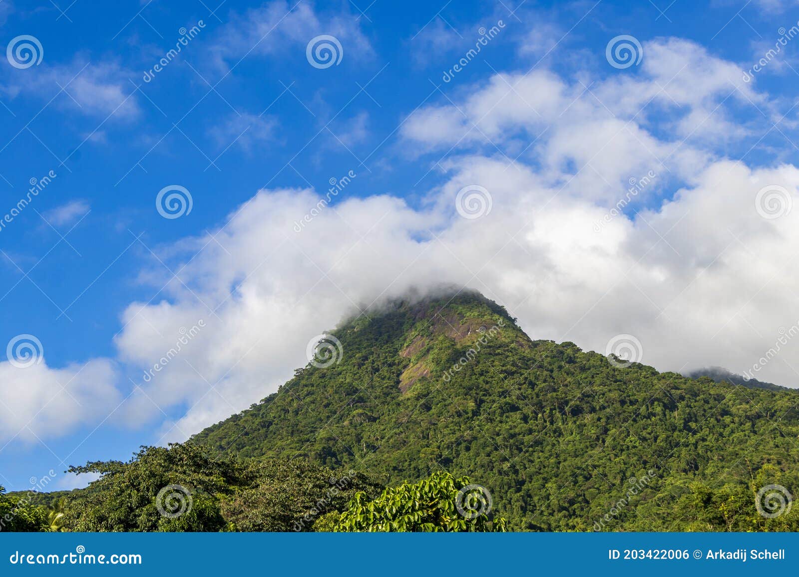 abraÃÂ£o mountain pico do papagaio with clouds. ilha grande brazil
