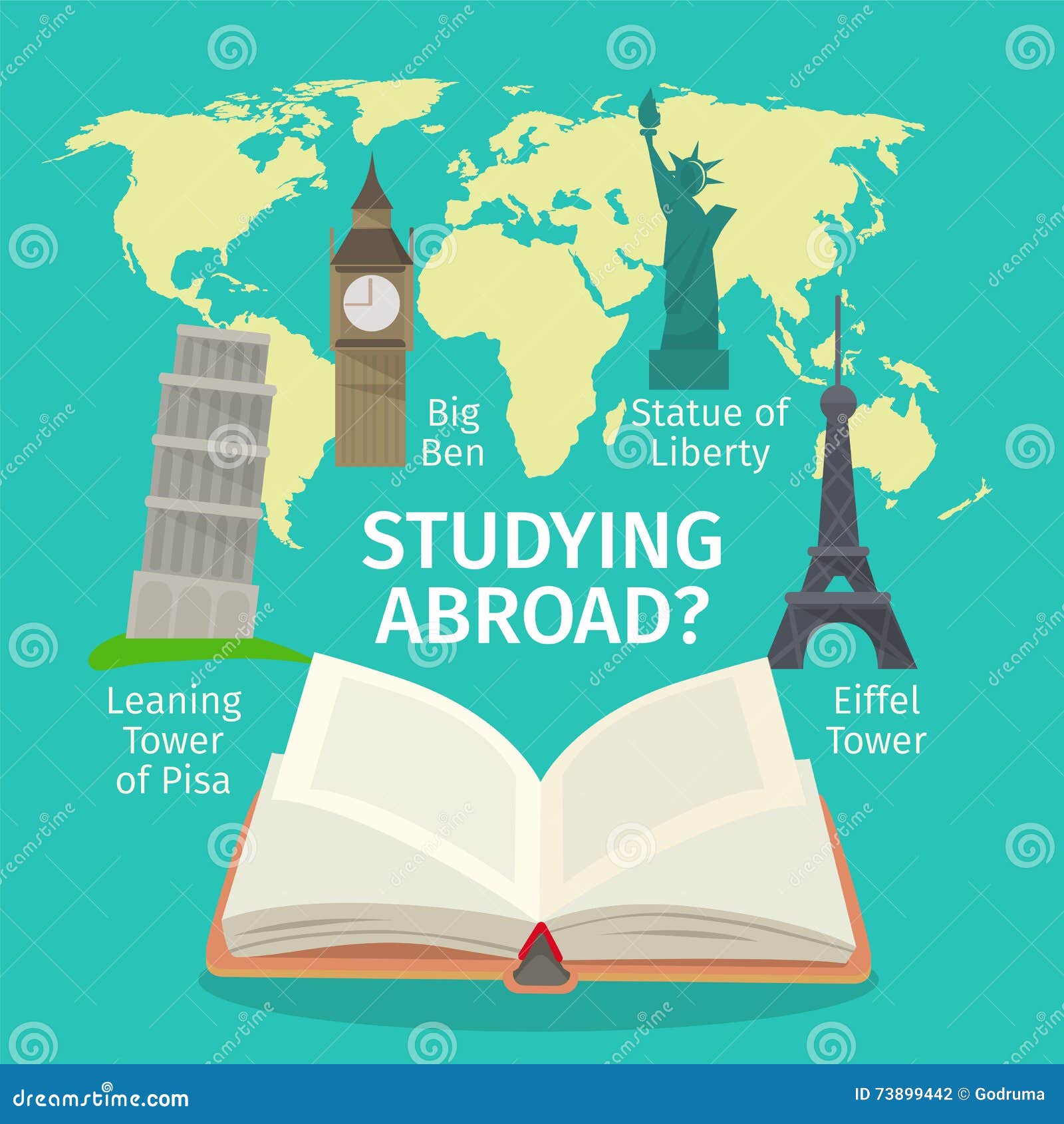 abroad studying foreign languages concept. colorful travel  flat style .