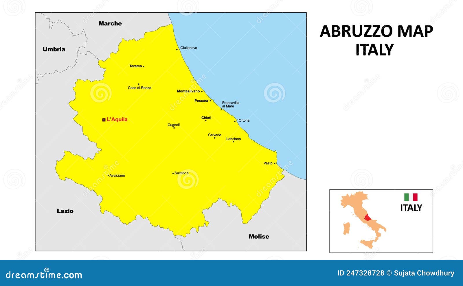 Abruzzo Map. State And District Map Of Abruzzo. Political Map Of ...