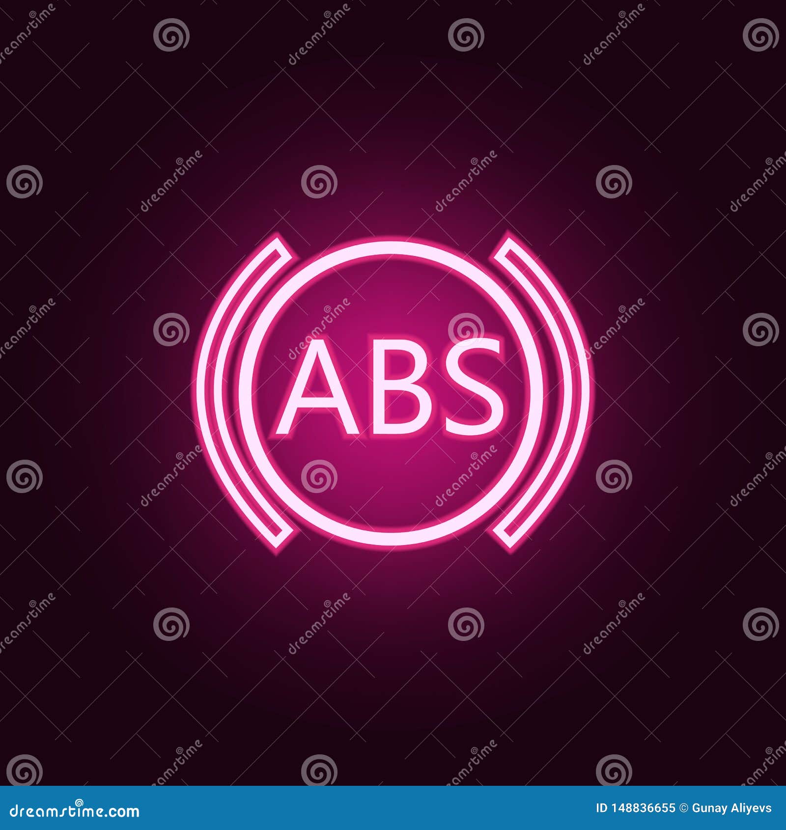 ABS Sign Neon Icon. Elements of  Set Stock Illustration