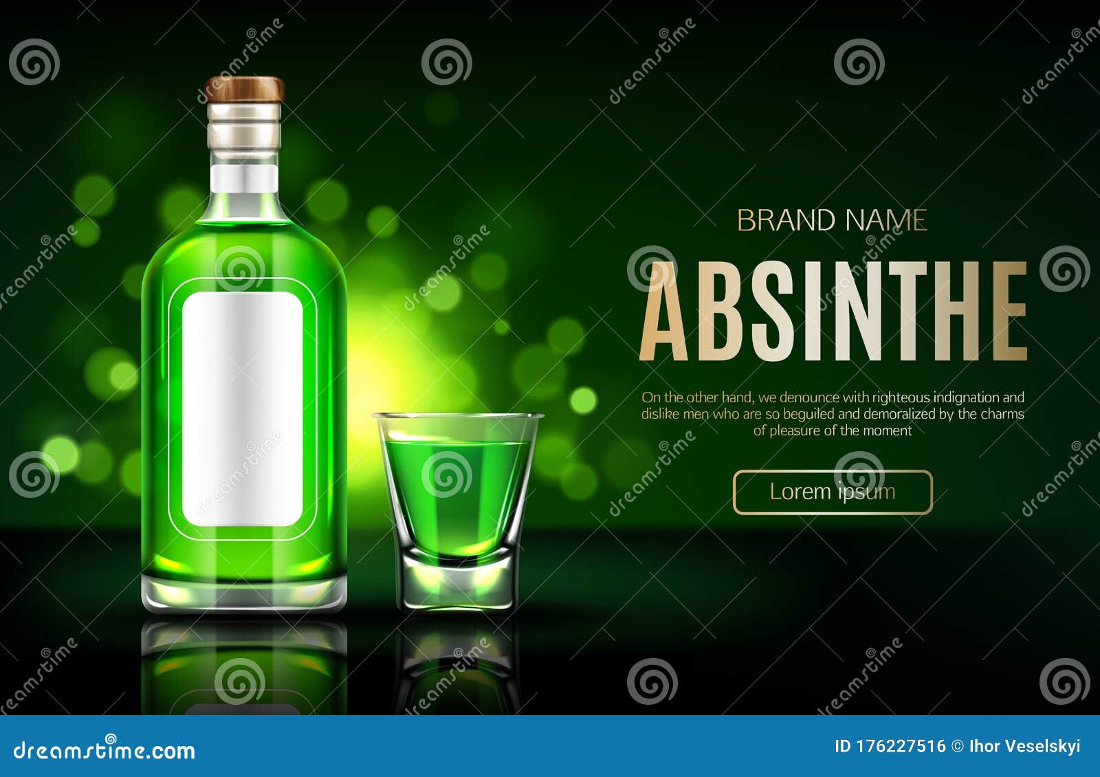 Download Absinthe Bottle And Shot Glass Mock Up Banner Stock Vector - Illustration of blank, shot: 176227516