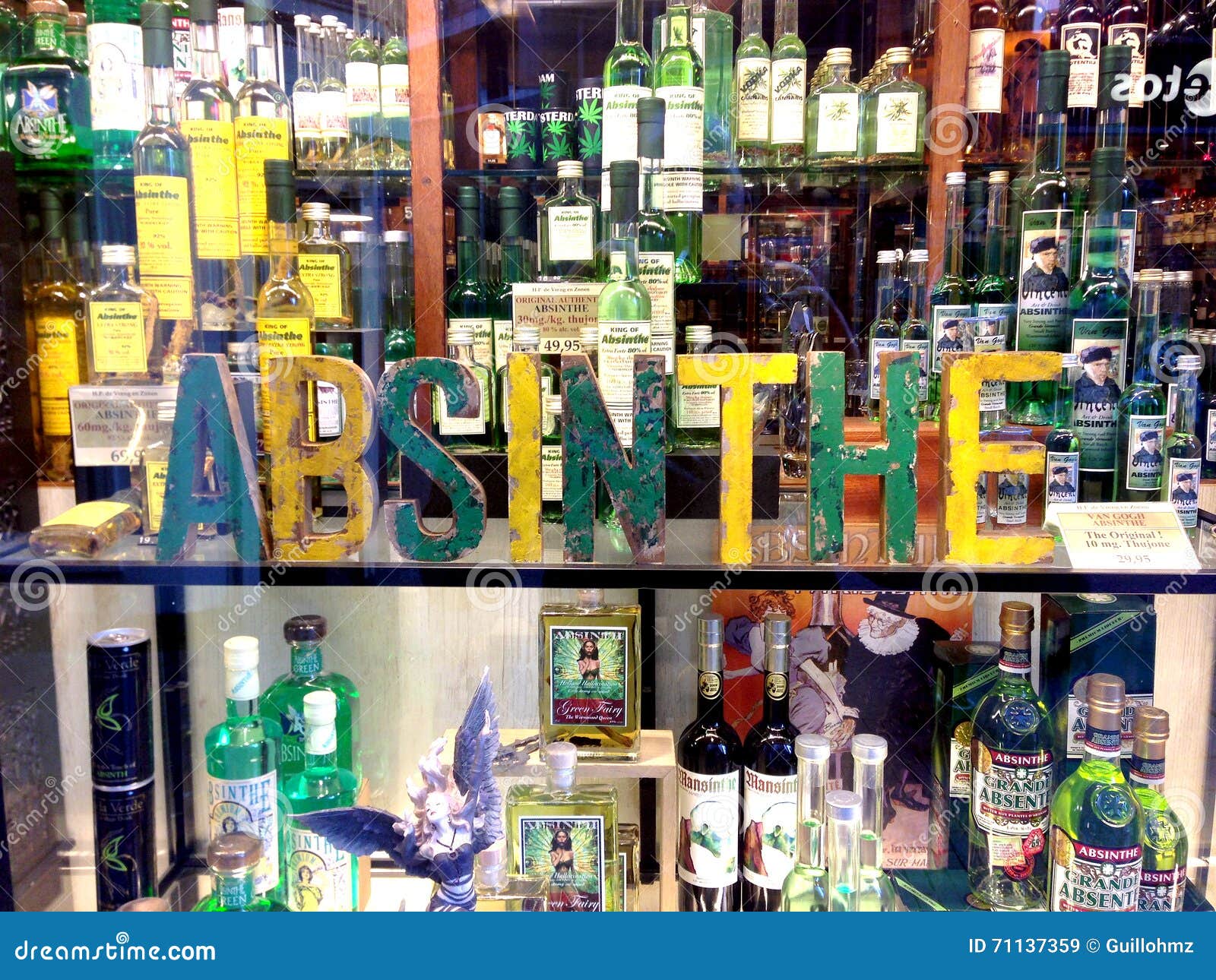 Absinthe shop editorial stock image. Image of drink, bottle 71137359