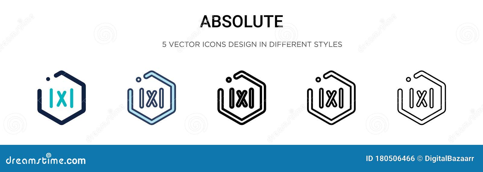absolute sign icon in filled, thin line, outline and stroke style.   of two colored and black absolute sign