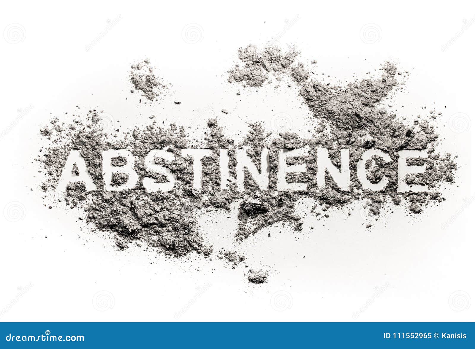 abstinence word written in ash, sand or dust