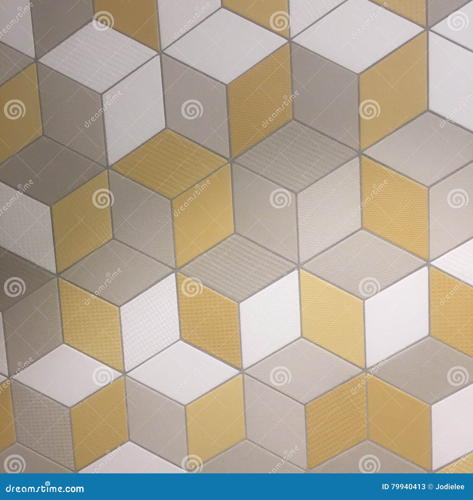 Abstracción geométrica 3D de cubos en amarillo, gris y blanco