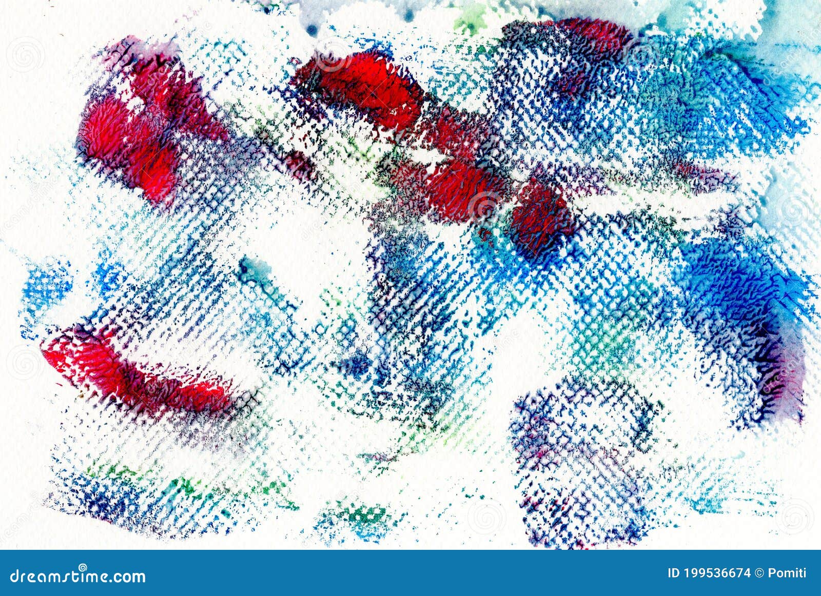 Abstract Acrylic Painting on Paper, Hand Painted in Multicolor for