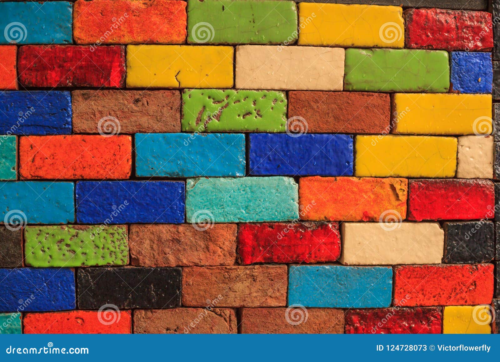 Abstract Aged Multicolored Painted Baked Earthen Clay Brick Blocks ...